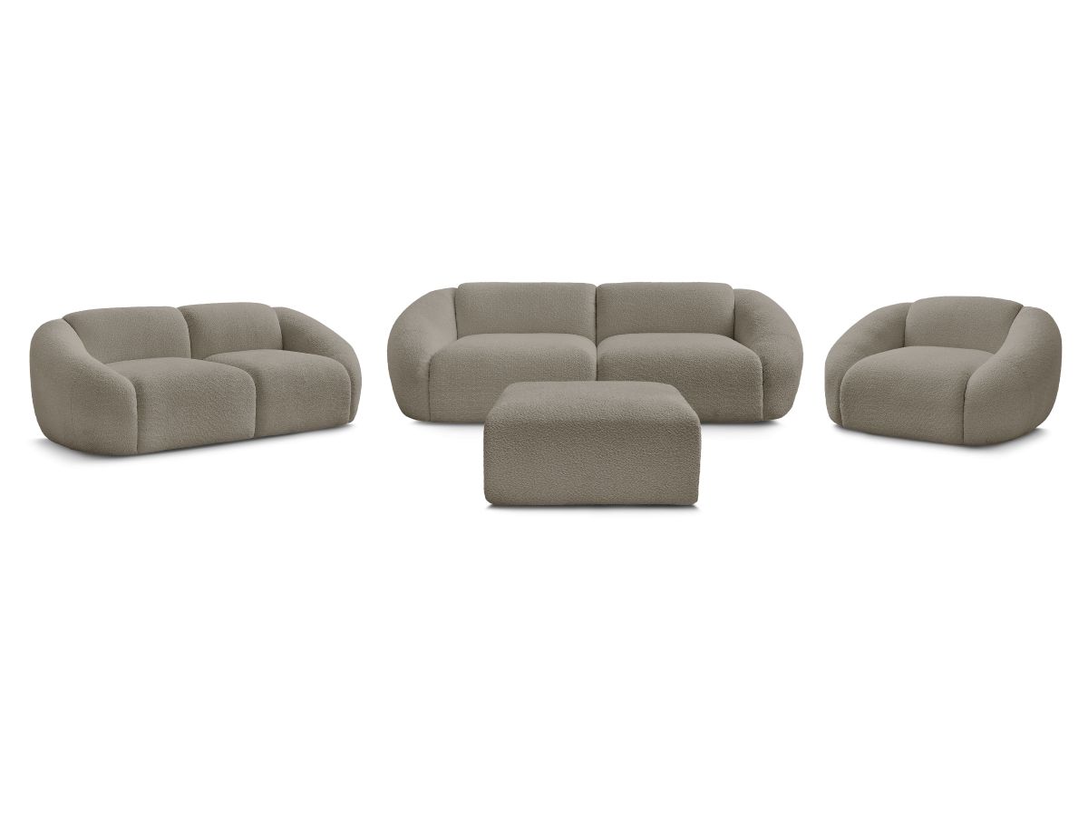 Bobochic Tina Sofa 7-Sitzer mit Pouf Bouclé-Stoff Taupe