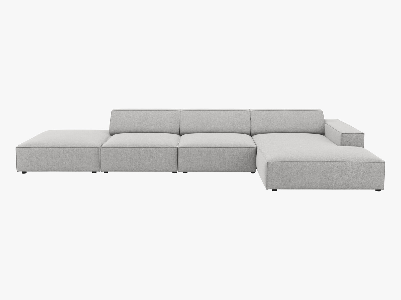 Micadoni Ecksofa Jodie 5-Sitzer Rechts Strukturierter Stoff Megan Hellgrau