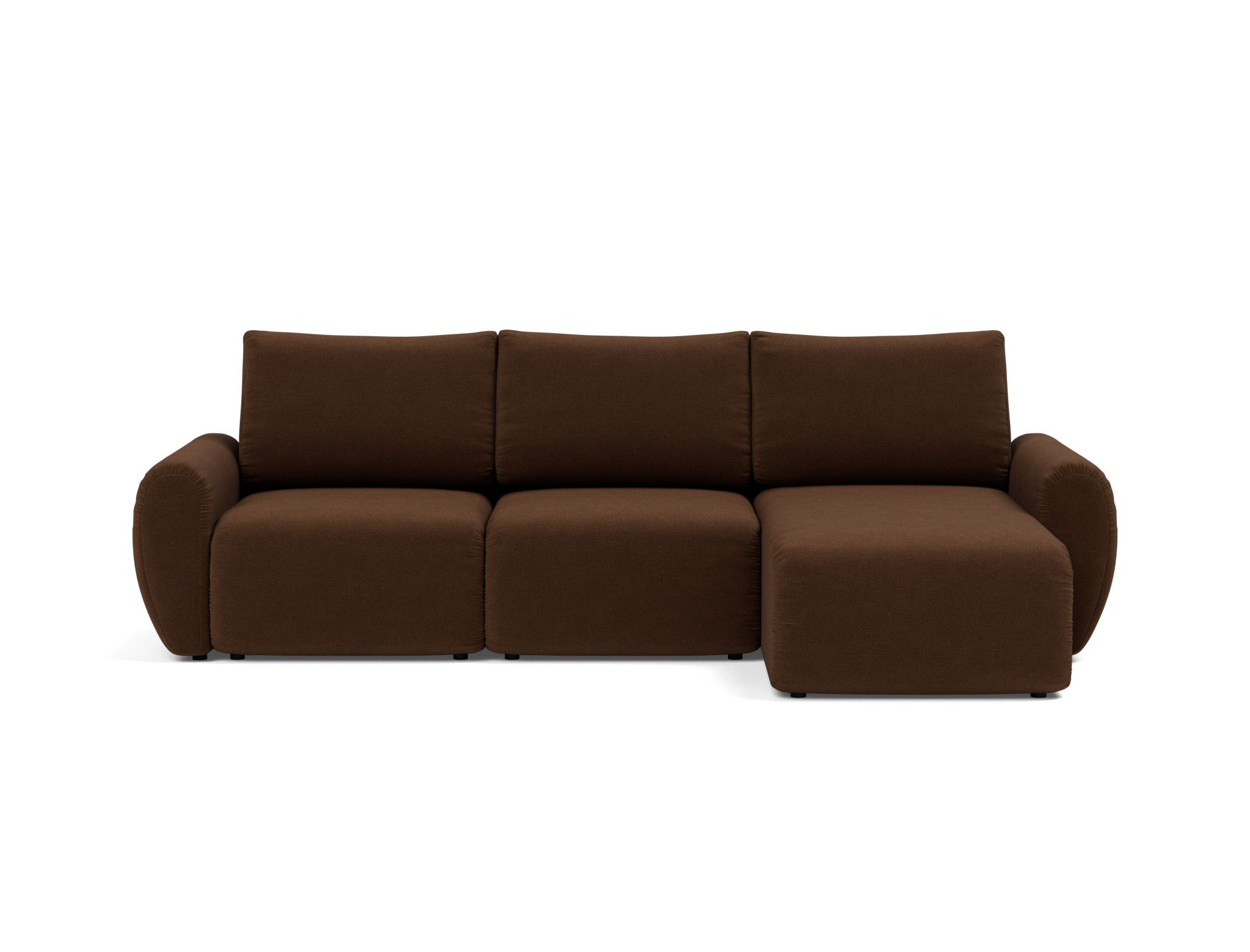 Schlafsofa Norum mit Chaiselongue und Curve-Armlehnen Strukturierter Stoff Taura 359-Cappuccino