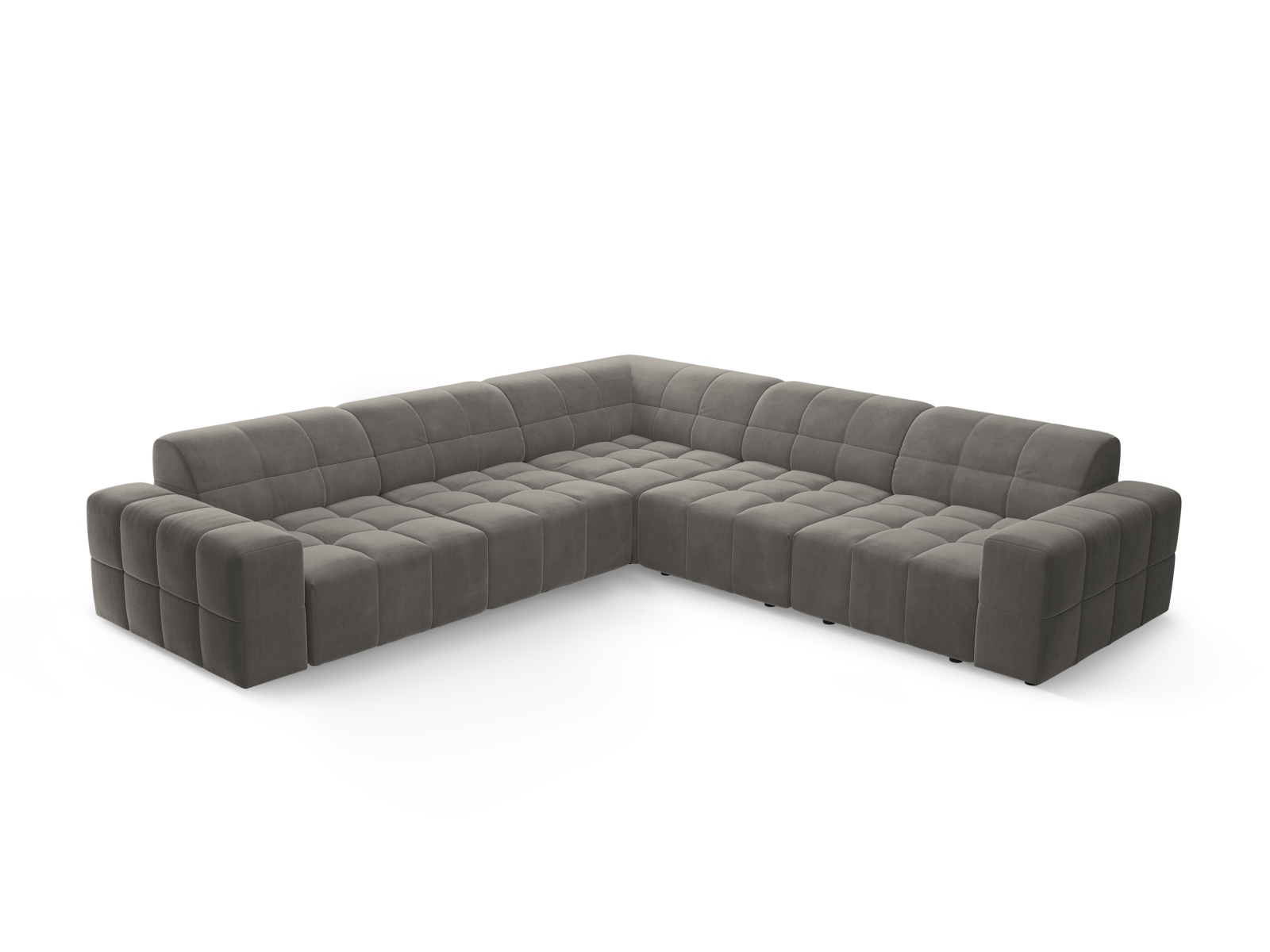 Cosmopolitan Design Symmetrisches Ecksofa Chicago 4-Sitzer Samt Bluvel Hellgrau