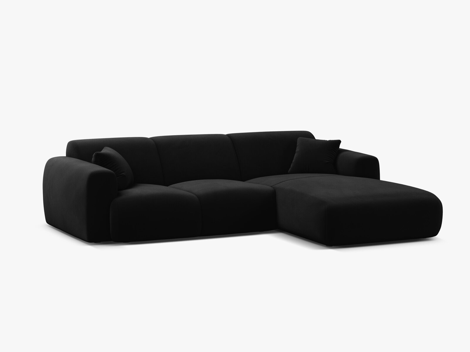 Micadoni Ecksofa Molino 4-Sitzer Rechts Samt Casino Schwarz