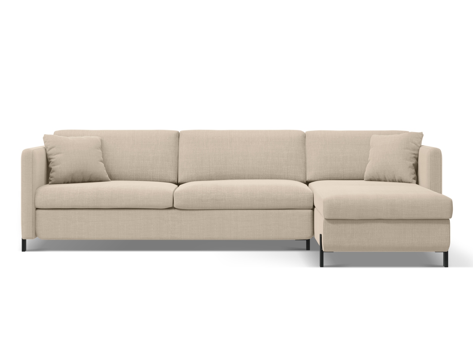 Micadoni Schlaf-Ecksofa Gloria 4-Sitzer Rechts Strukturierter Stoff Beige 205x140