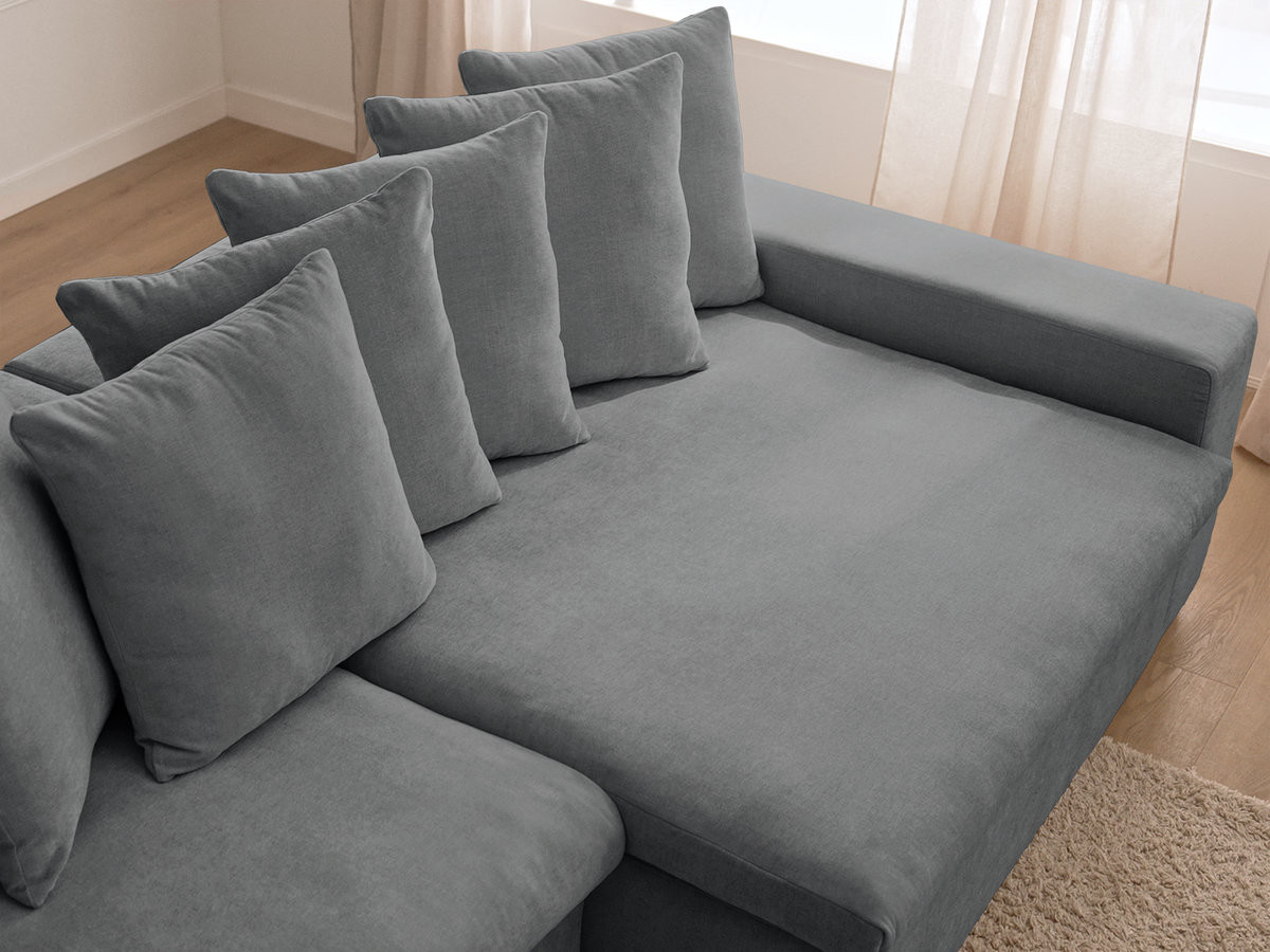 Bobochic Enore Ecksofa 330 × 100 cm Stoff Dunkelgrau Ecke rechts