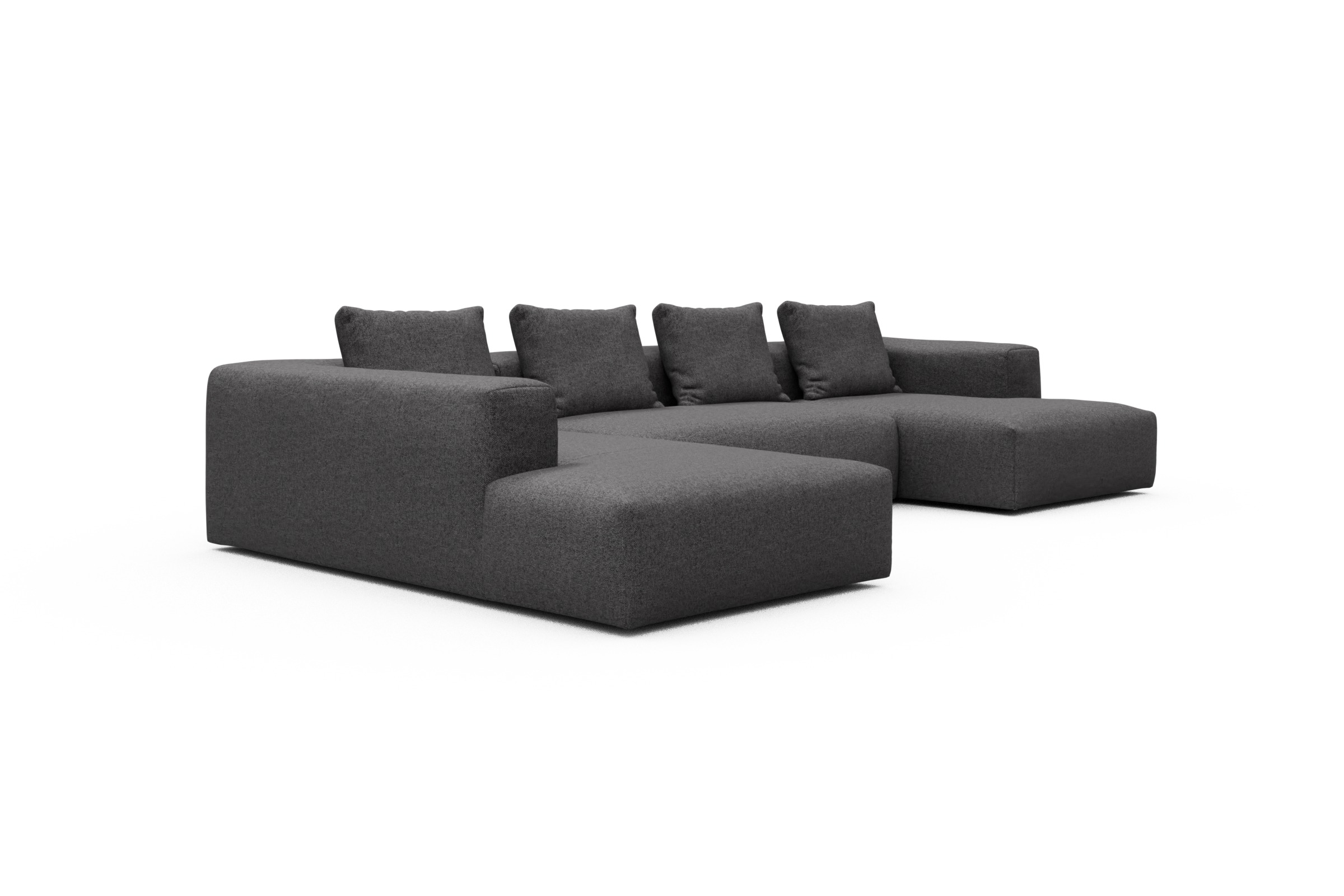 Wohnlandschaft Fred Relax-Ecke links mit 2-Sitzer und Chaiselongue rechts Strukturierter Stoff Sama 337-Anthracite