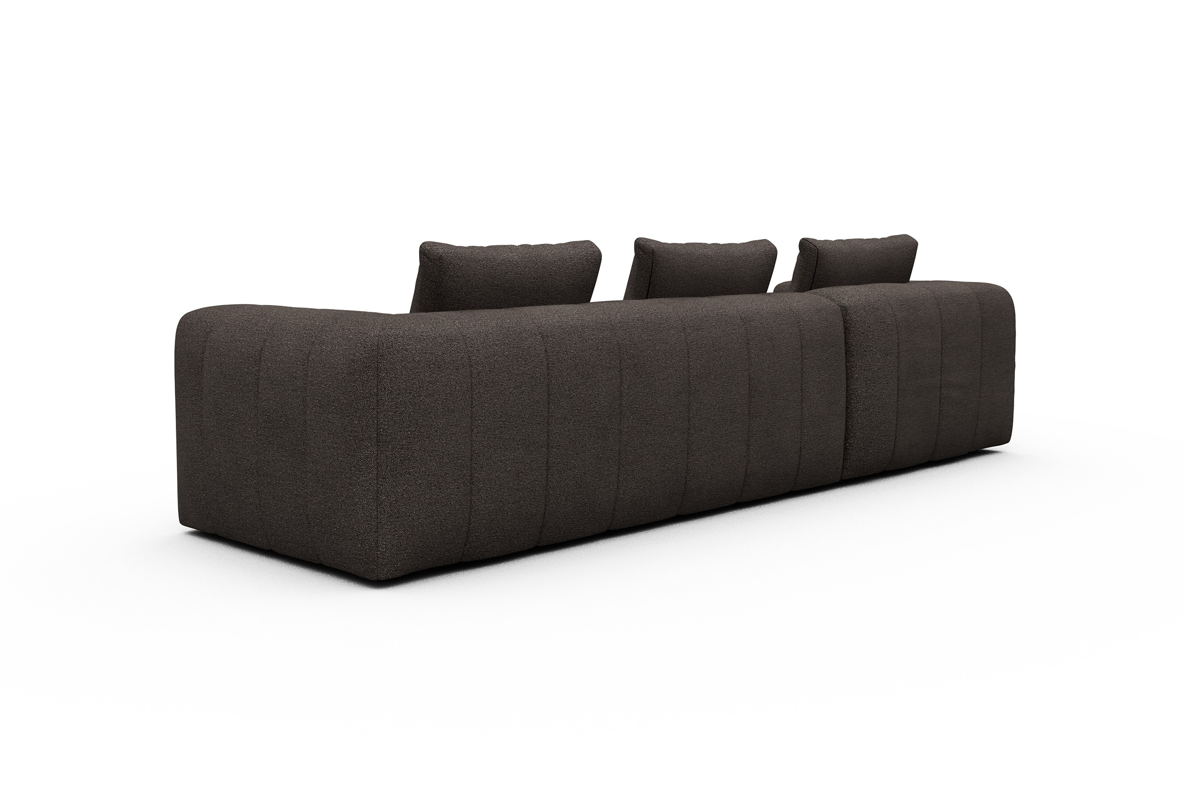 Ecksofa Hugo 2,5-Sitzer Armlehne rechts mit Chaiselongue Boucle-Taupe