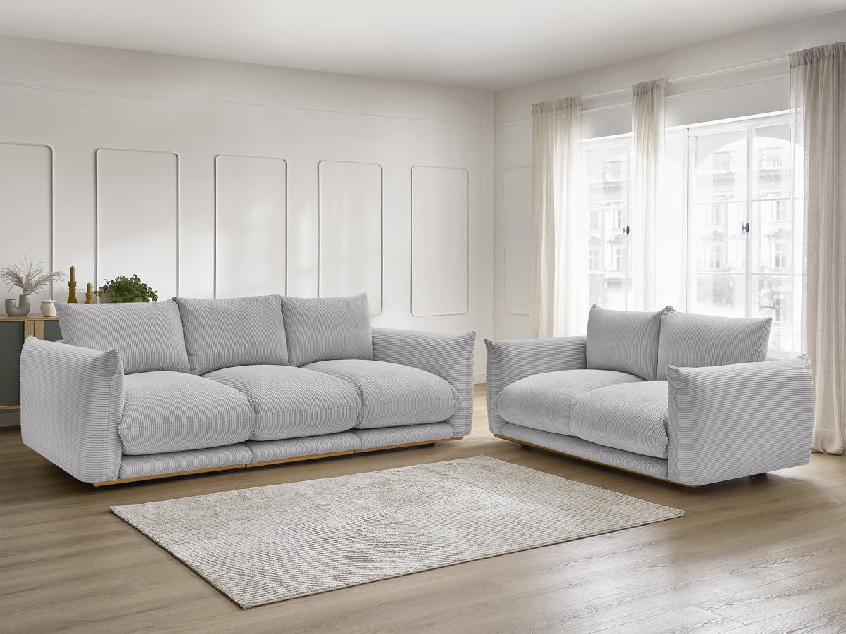 Bobochic Ernest Sofa 5-Sitzer Cordsamt Hellgrau