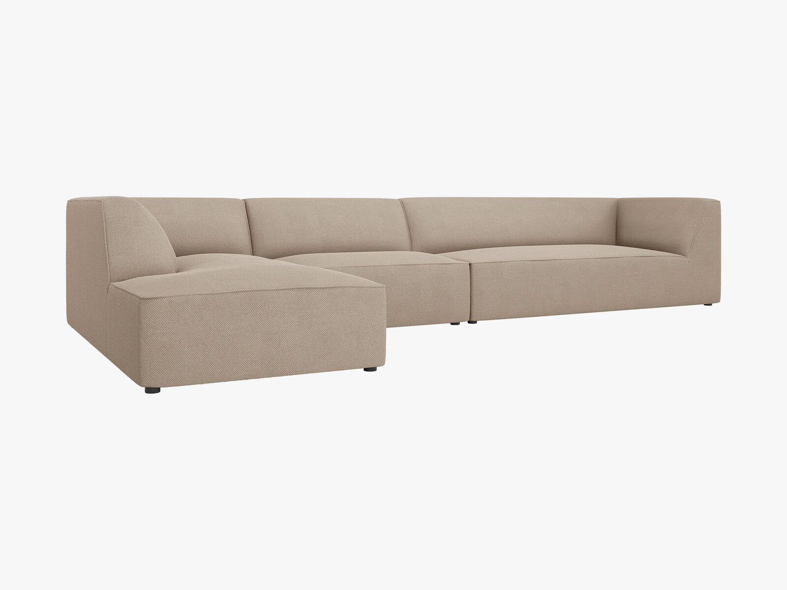 Micadoni Ecksofa Ruby 5-Sitzer Links Strukturierter Stoff Ottawa Dunkelbeige