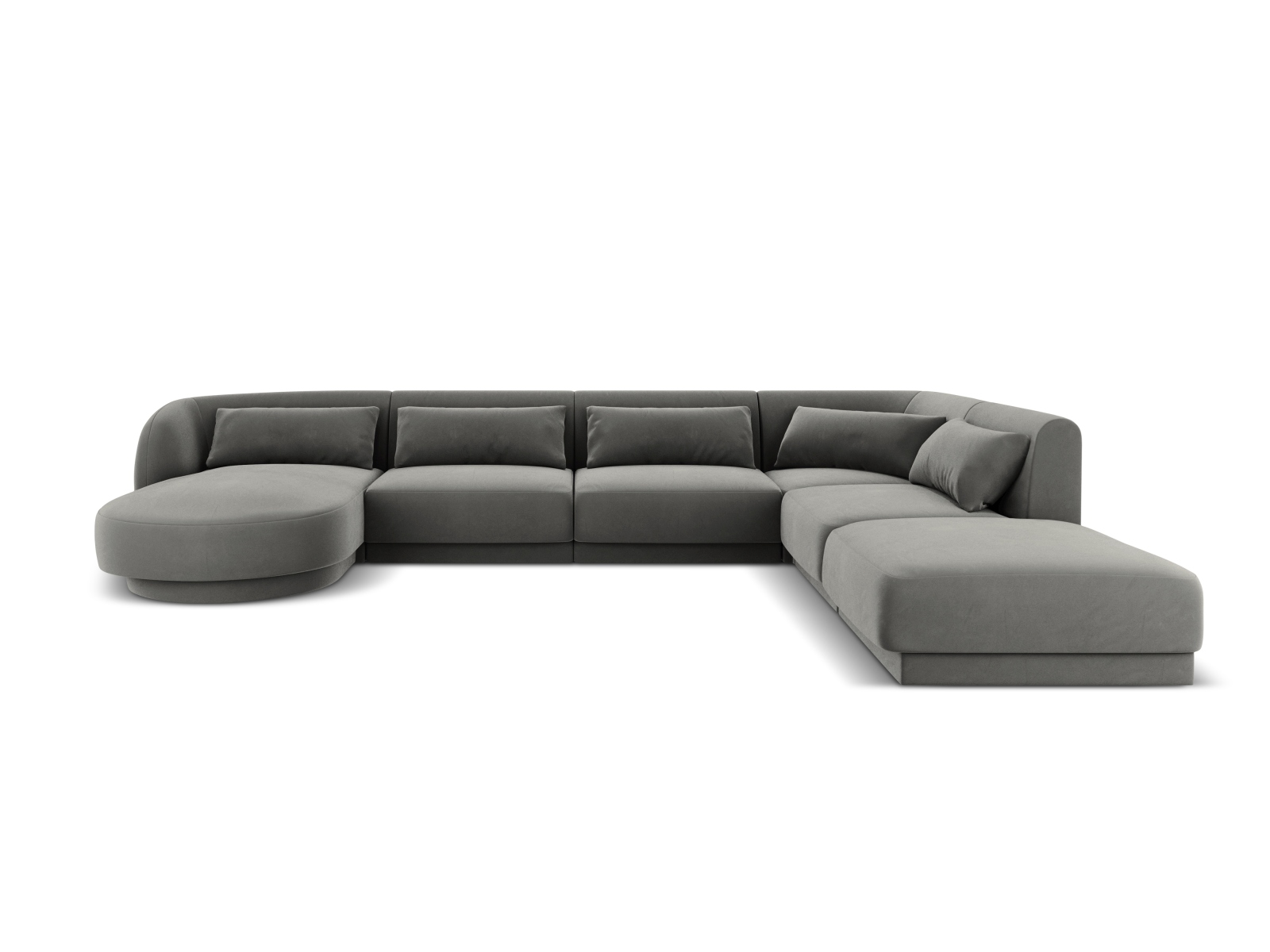 Cosmopolitan Design Panoramasofa Tulum 6-Sitzer Samt Bluvel Hellgrau Rechts