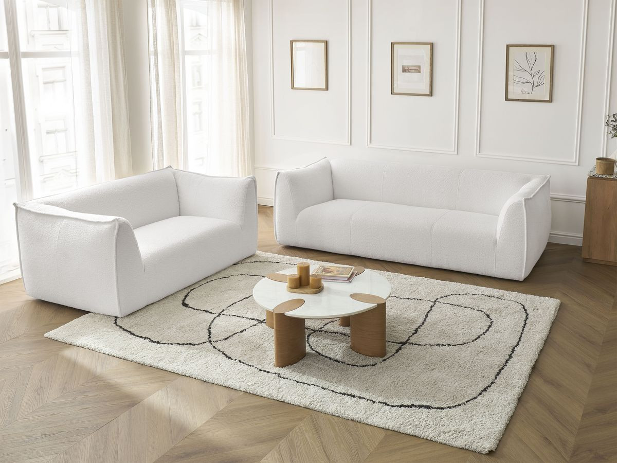 Bobochic Giorgia Sofa 5-Sitzer 412 × 100 cm Bouclé-Stoff Weiß