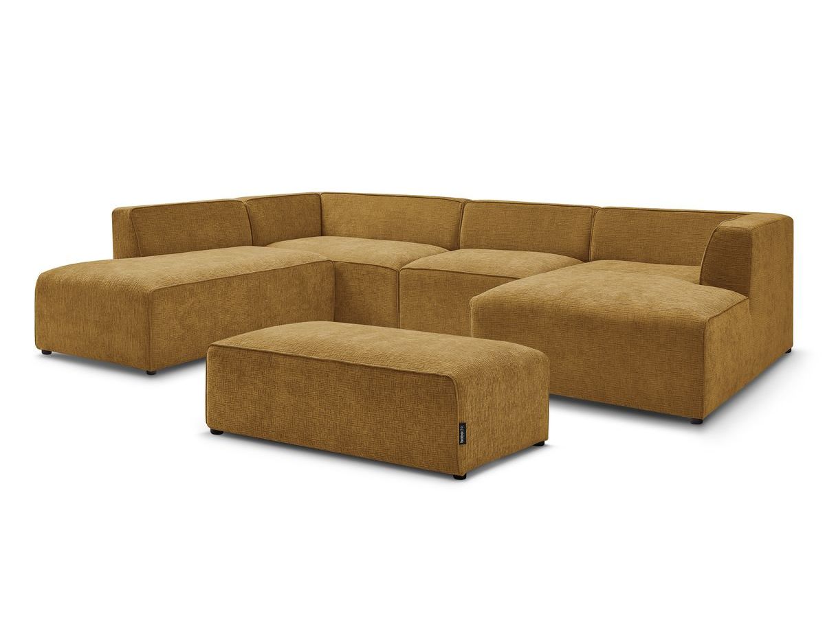 Bobochic Megeve Wohnlandschaft mit Pouf Strukturstoff Gelb Ecke rechts