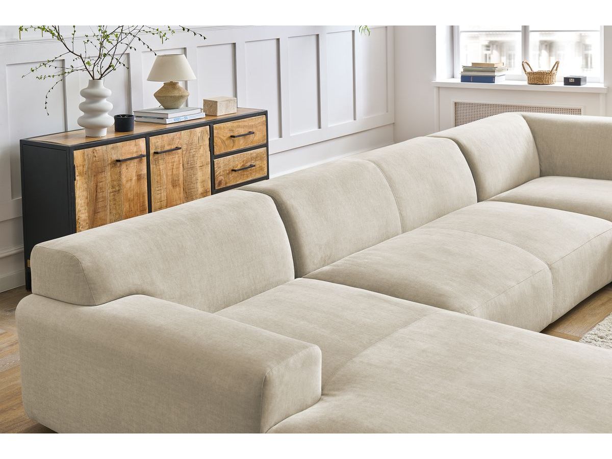 Bobochic Lavena Wohnlandschaft 399 × 220 cm Samt Beige Ecke links