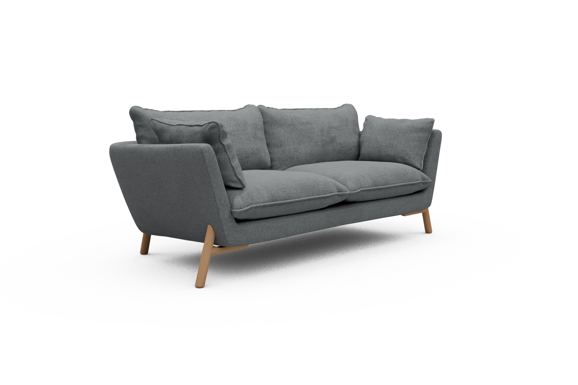 Sofa Emil PREMIUM 2-Sitzer Beinfarbe Eiche Natur Casone-Gravel-Grey
