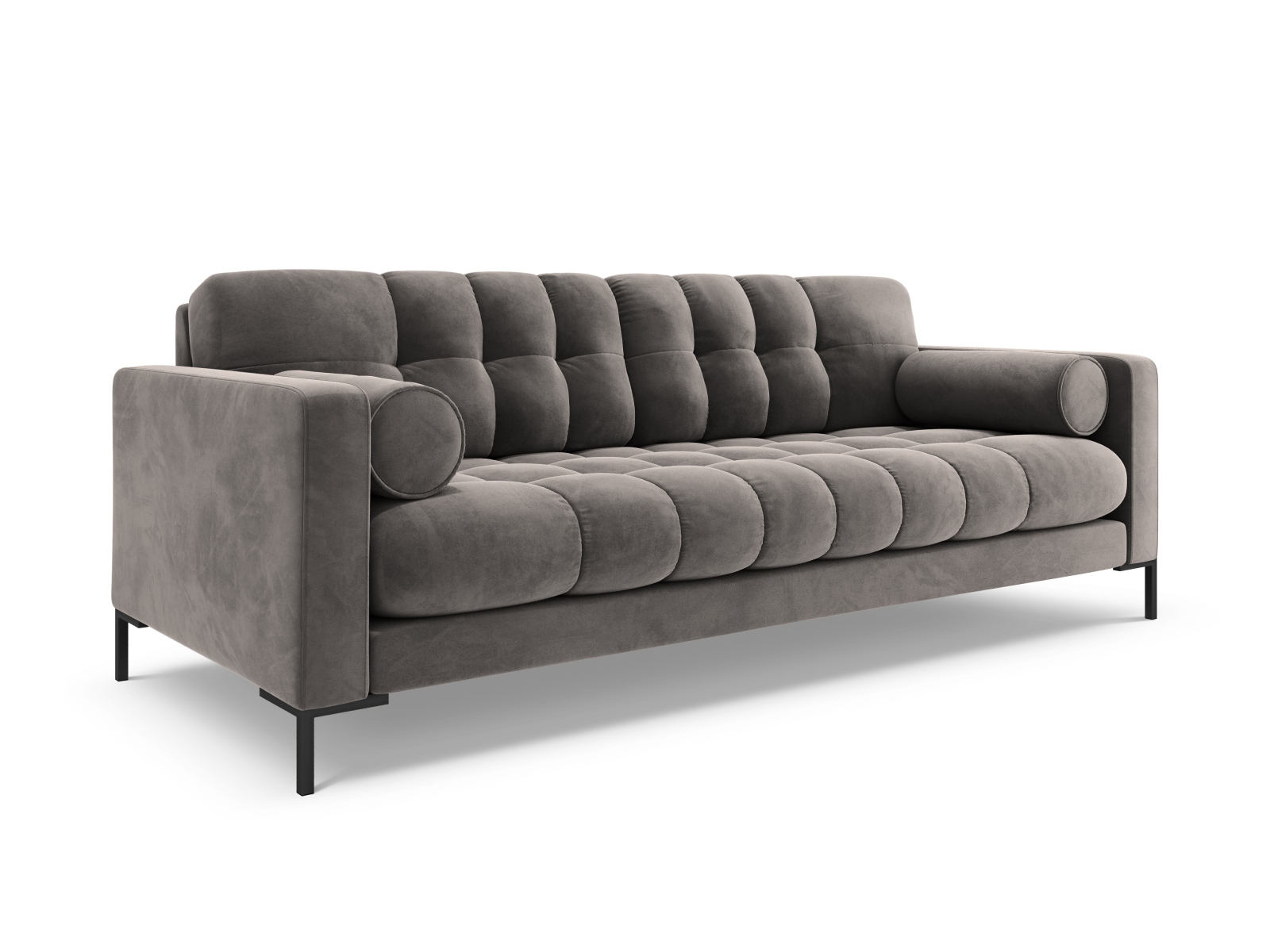 Cosmopolitan Design Sofa Bali 4-Sitzer Samt Bluvel Hellgrau Beine Schwarzes Metall