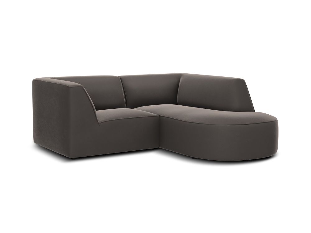 Cosmopolitan Design Ecksofa Siena 3-Sitzer abgerundet Samt Salvador Dunkelgrau Rechts