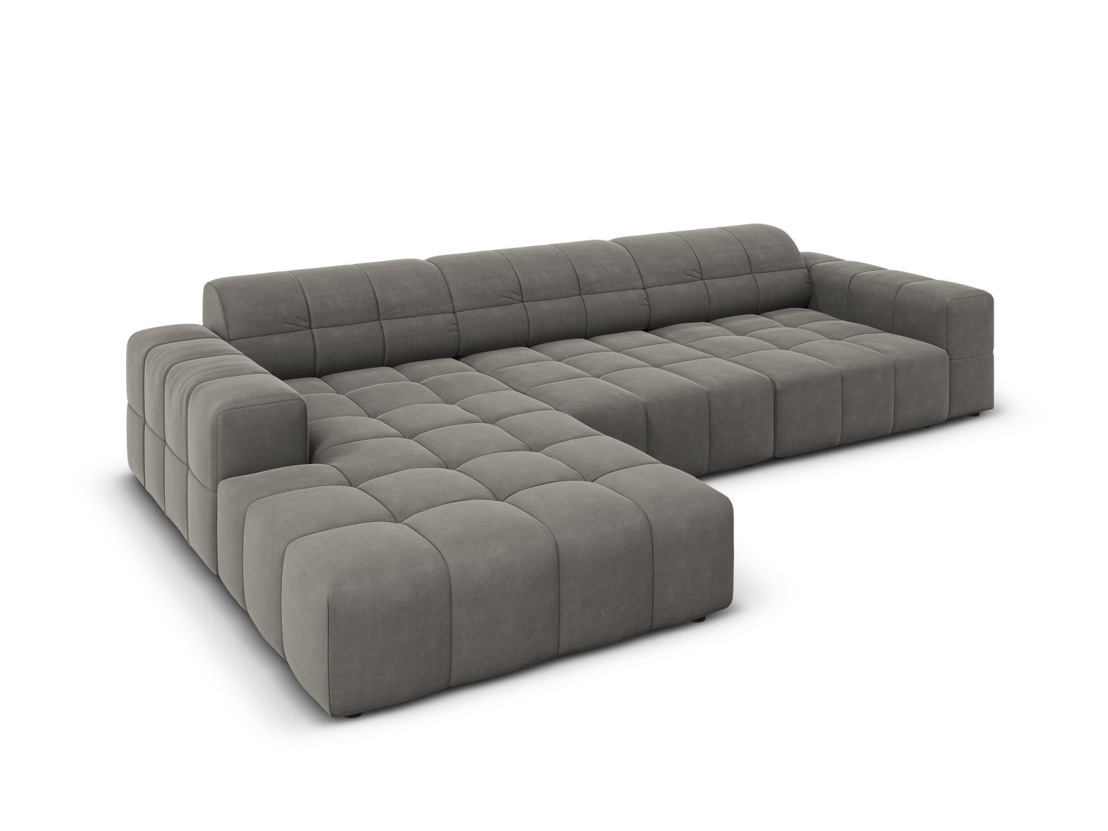 Cosmopolitan Design Ecksofa Chicago 4-Sitzer Samt Bluvel Hellgrau Links