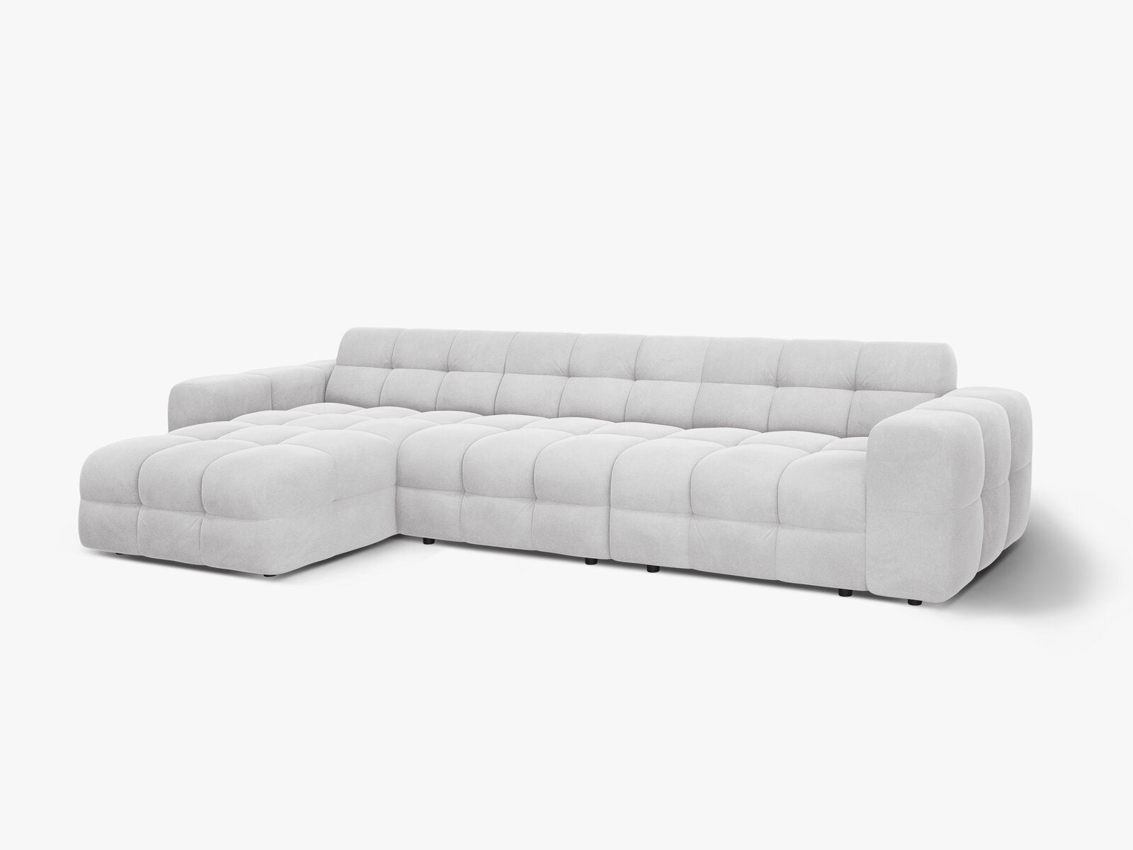 Micadoni Ecksofa Kendal 5-Sitzer Links Samt Magic Velvet Hellgrau