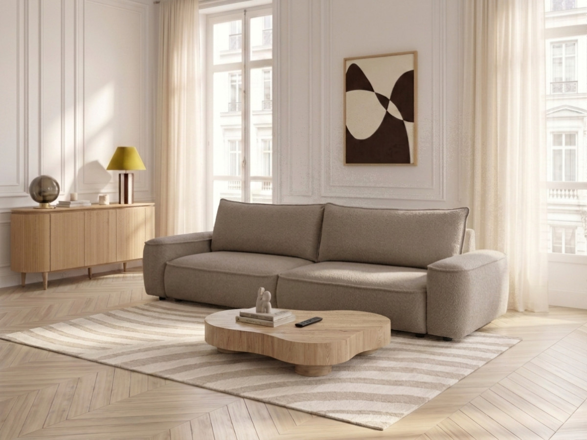Bobochic Honore Schlafsofa 3-Sitzer mit Bettkasten Chenille Braun