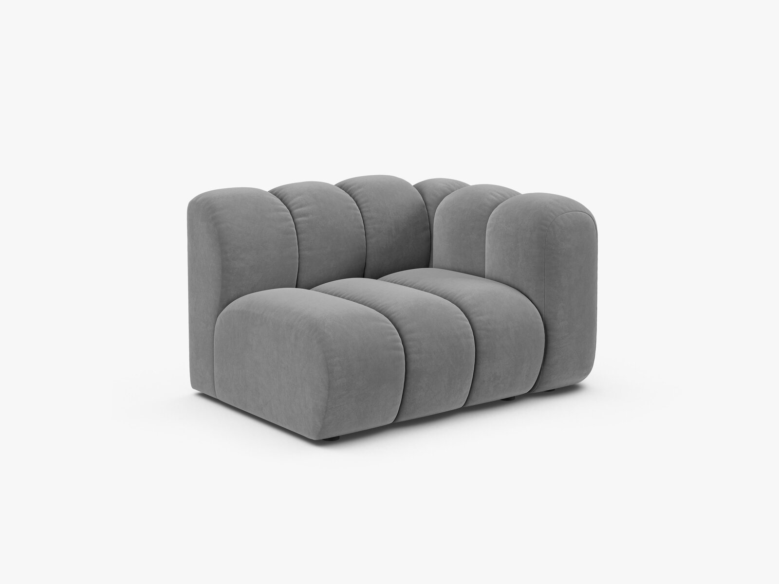 Micadoni Modul Lupine 1-Sitzer Samt Venus Hellgrau Rechts