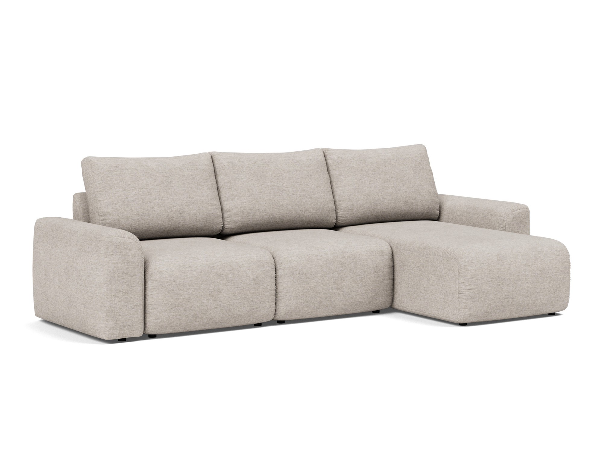 Schlafsofa Norum mit Chaiselongue und Chunky-Armlehnen Chenille Yuveno 471-Sand