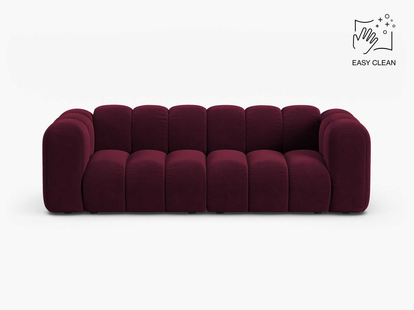 Micadoni Sofa Lupine 3-Sitzer Samt Venus Burgunder