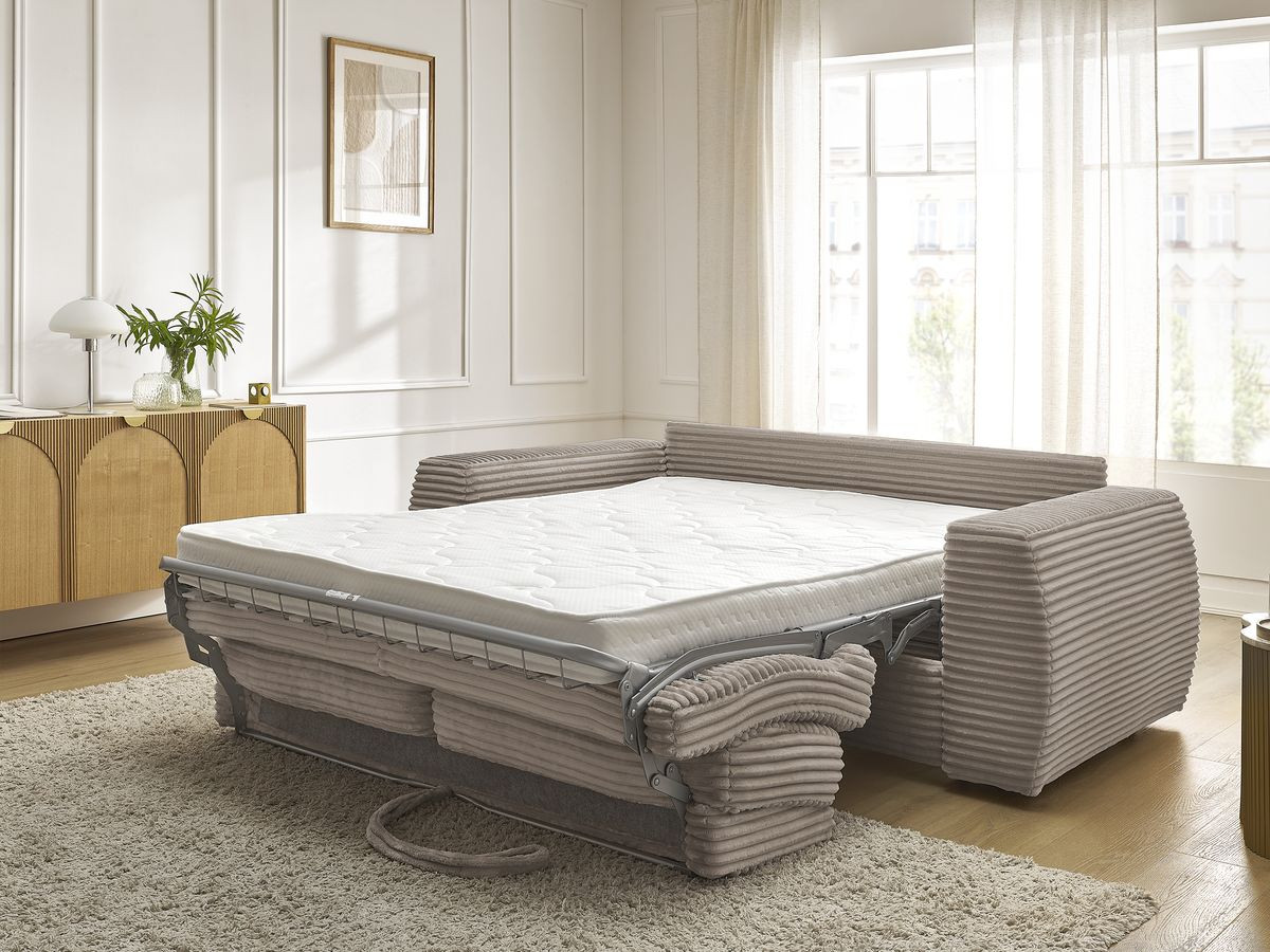 Bobochic Hugo Schlafsofa 3-Sitzer Cordsamt Grün, Liegefläche 160 × 190 cm