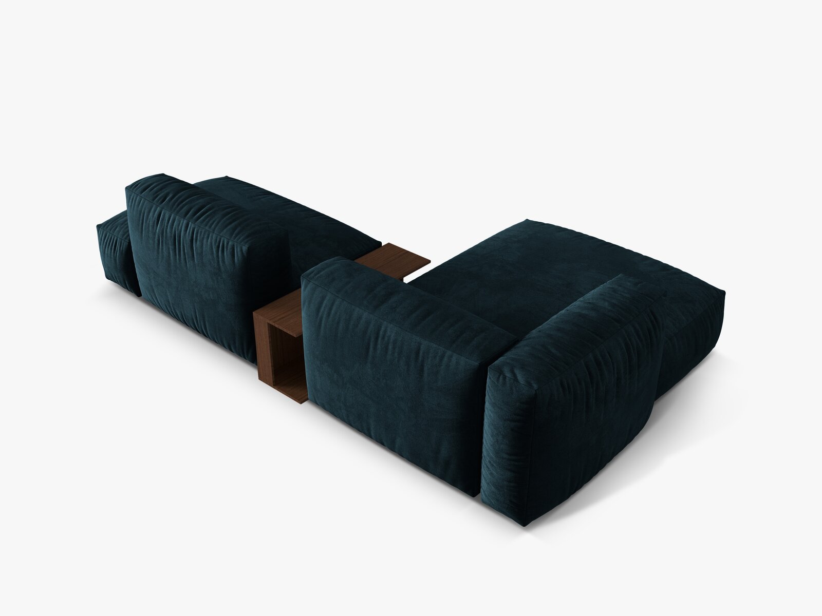 Micadoni Ecksofa Martina 2-Sitzer mit Couchtisch Links Samt Tiefes Petrol