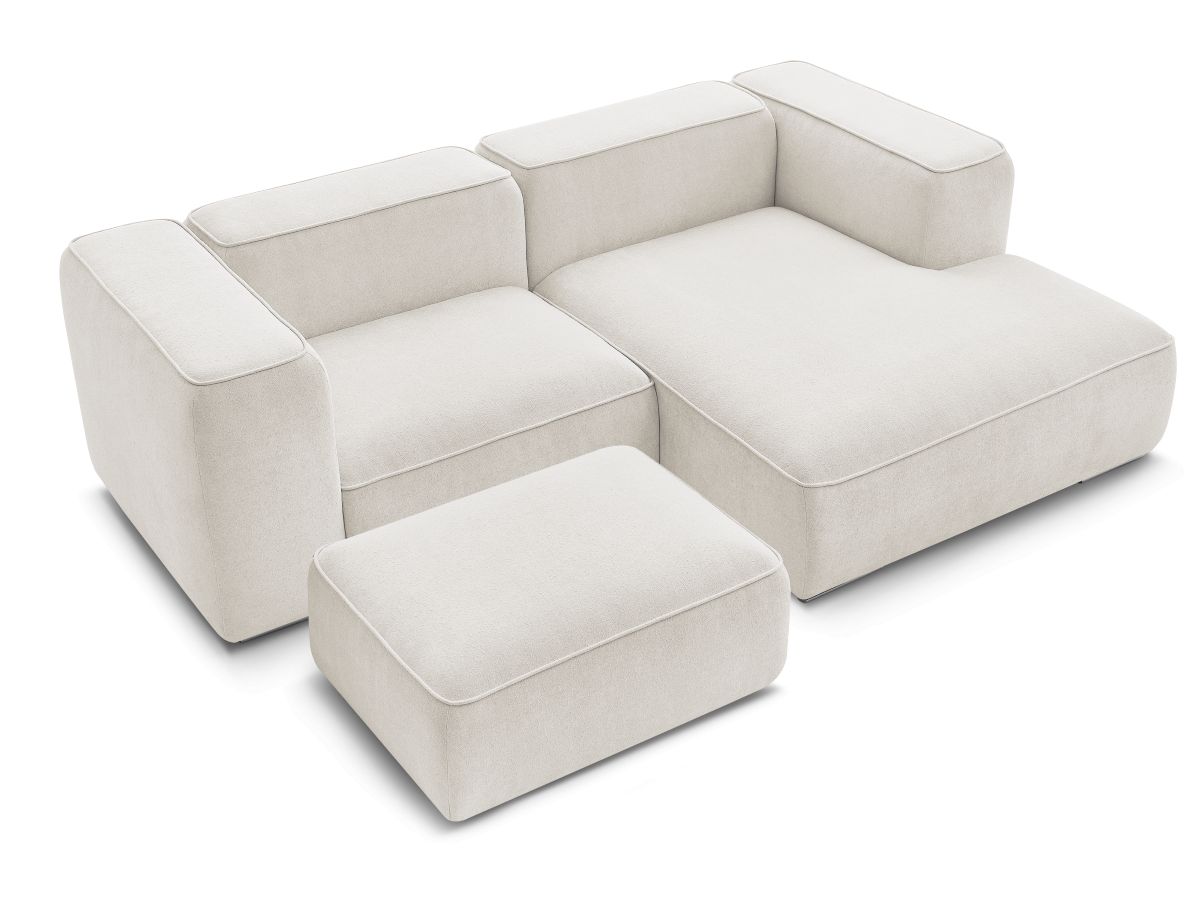 Bobochic Zephyr Ecksofa mit Pouf 260 × 165 cm Strukturstoff Weiß Ecke rechts