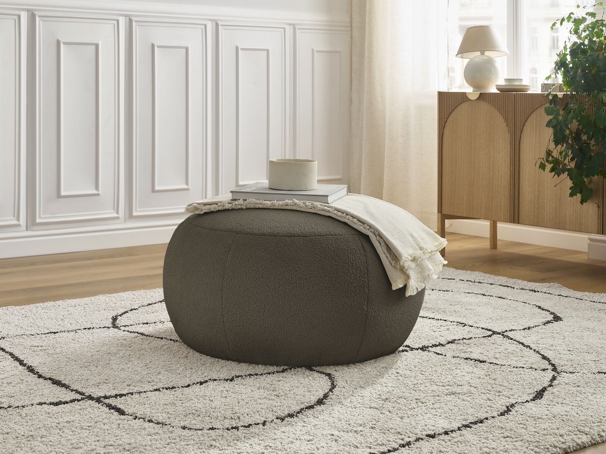 Bobochic Hayden Pouf, rund Bouclé-Stoff Braun, 76 cm