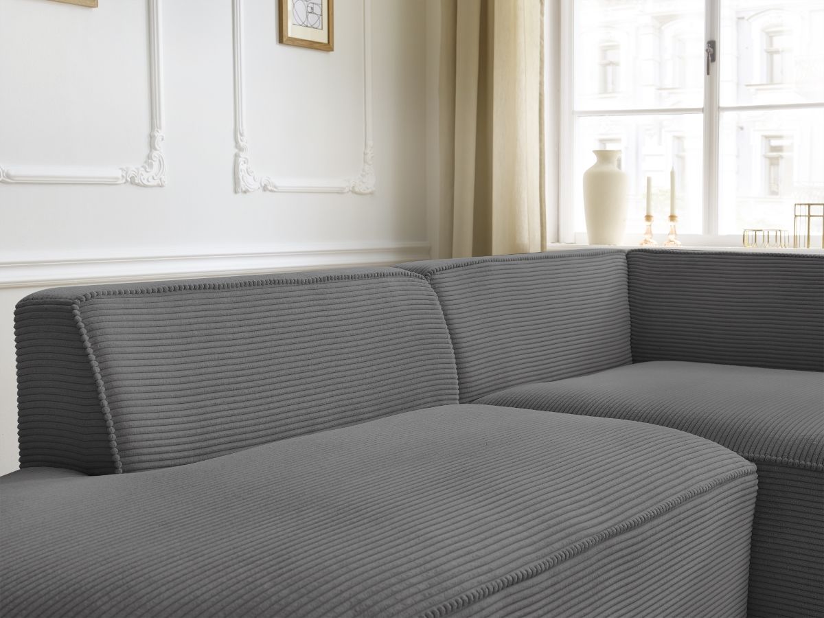 Bobochic Rousseau Ecksofa Cordsamt Dunkelgrau Ecke rechts