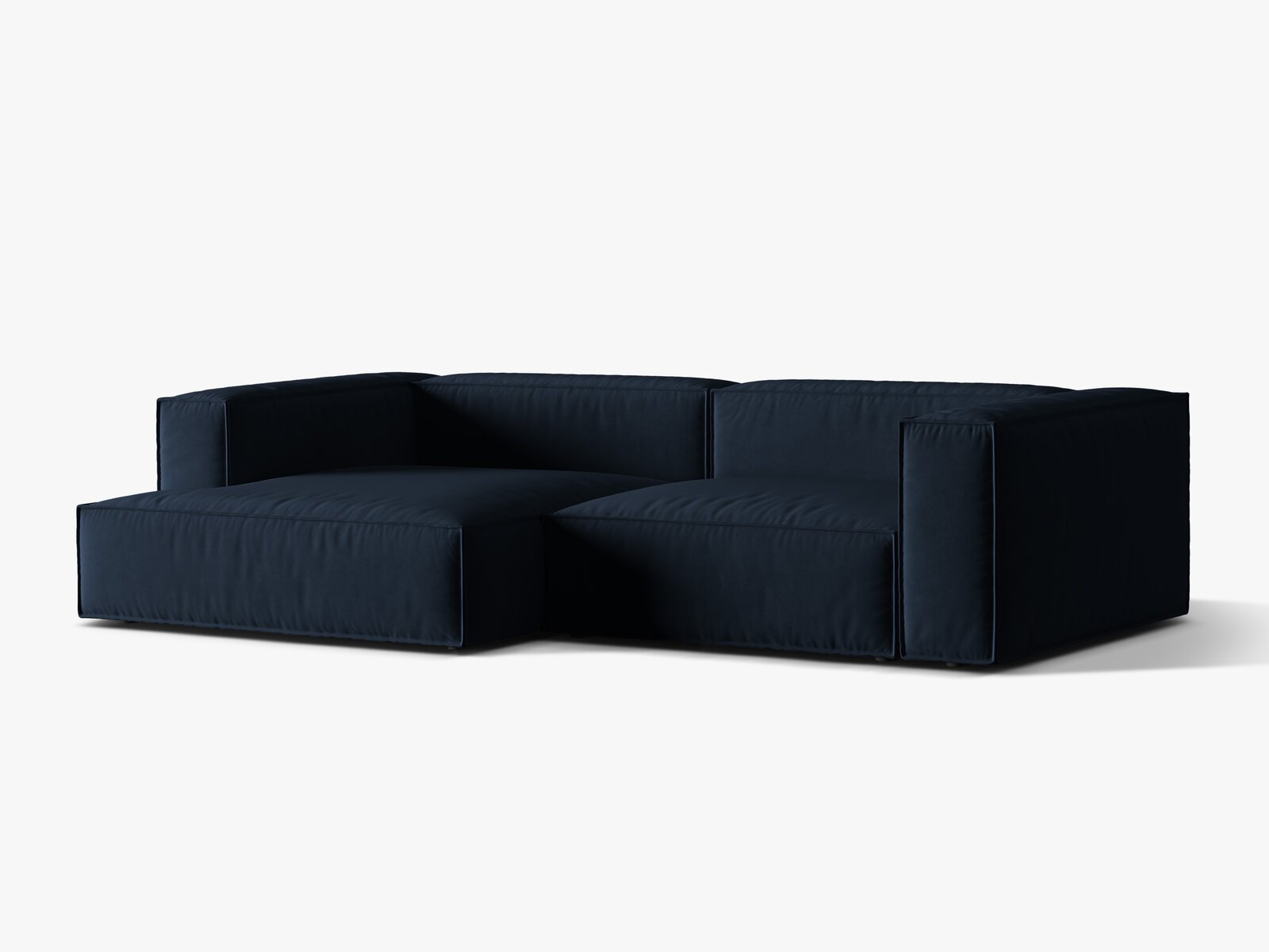 Micadoni Ecksofa Nuria 4-Sitzer Links Samt Dunkelblau