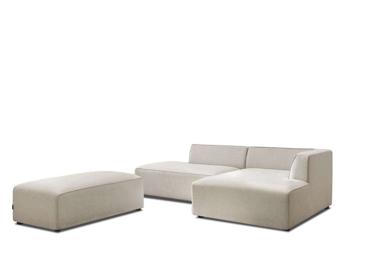 Bobochic Megeve Ecksofa mit Schlaffunktion und Pouf Melange-Stoff Beige Ecke rechts