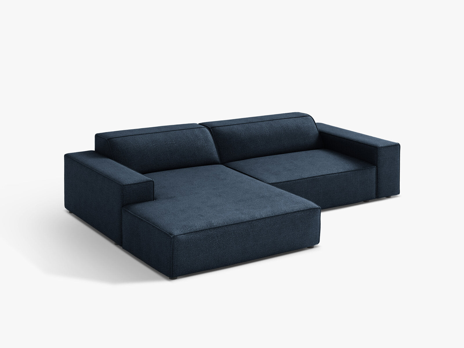 Micadoni Ecksofa Jodie 3-Sitzer Links Boucle Baloo Dunkelblau