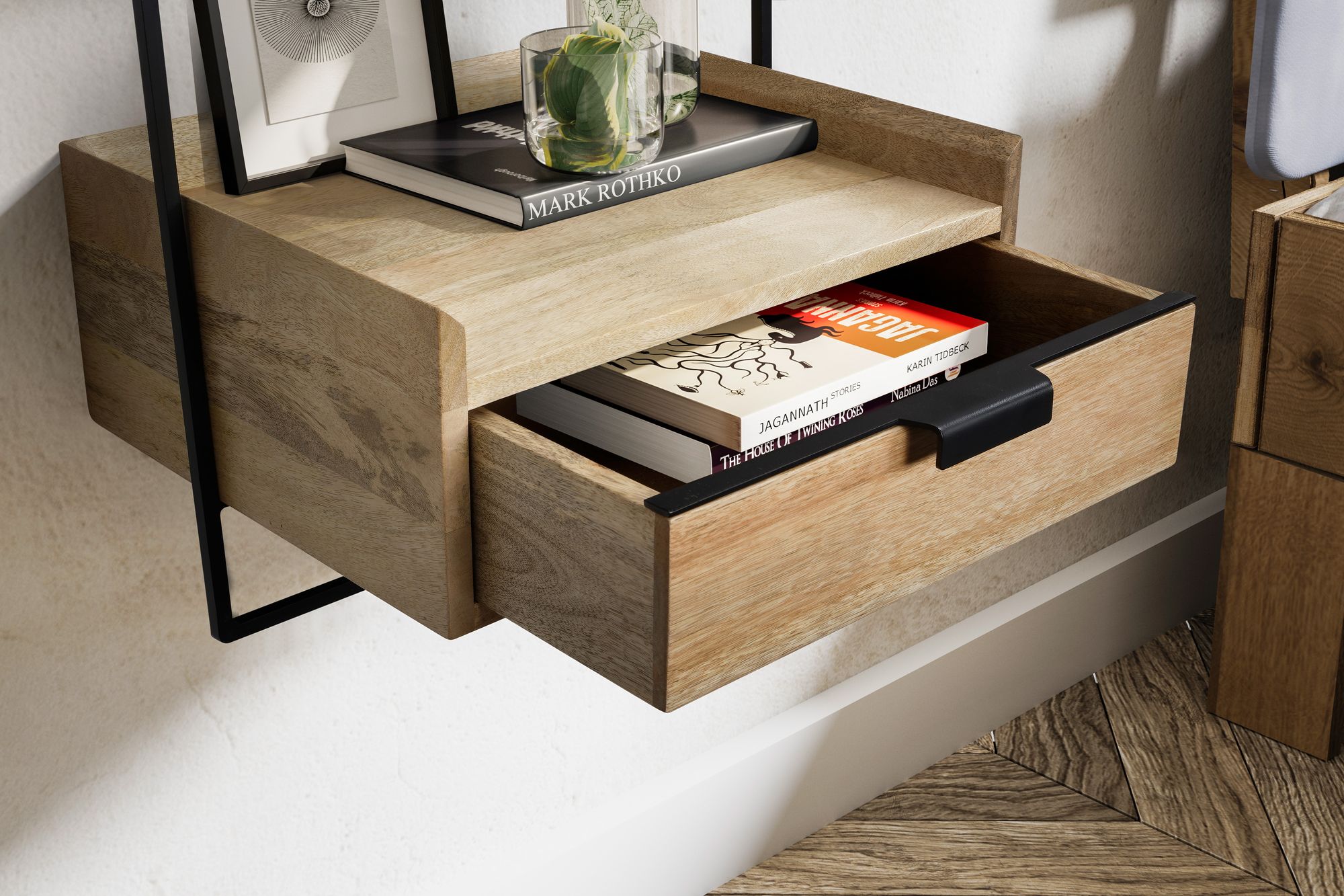 Nachttisch Bjorli Massivholz Beige 44 × 35 × 45 cm