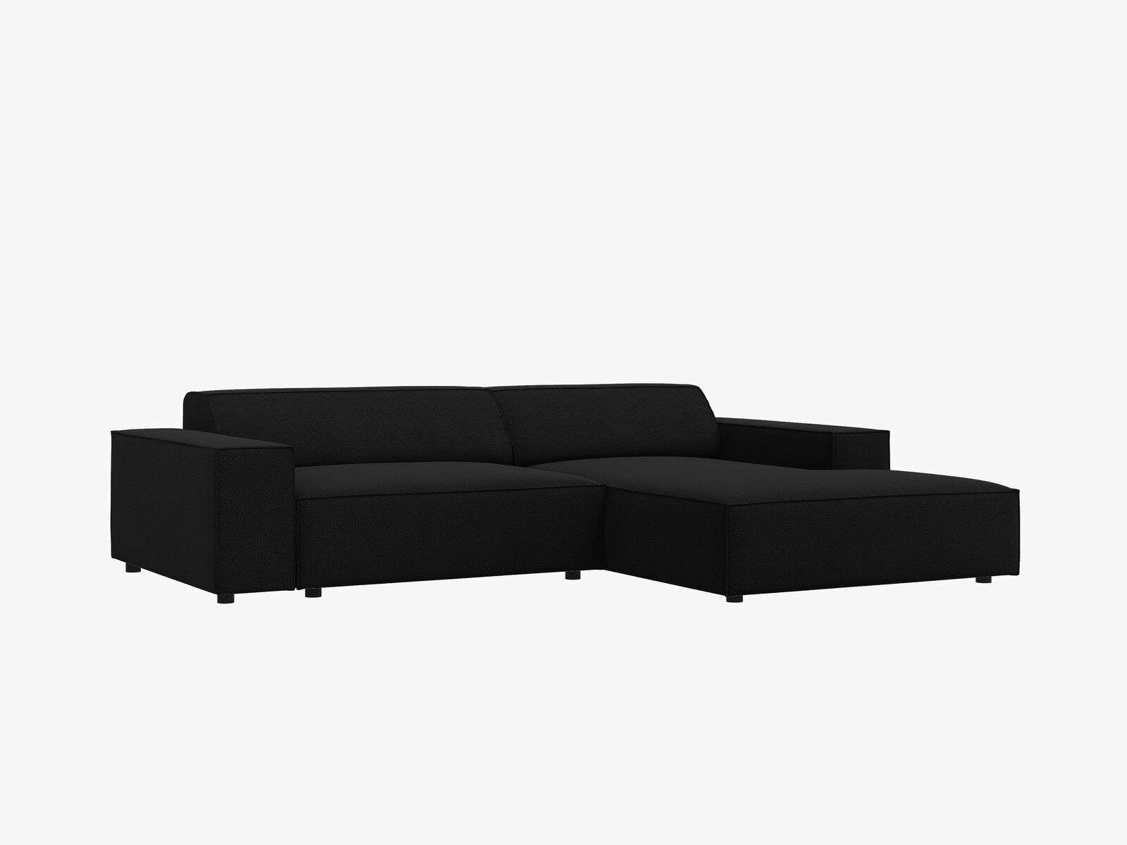 Micadoni Ecksofa Jodie 3-Sitzer Rechts Strukturierter Stoff Megan Schwarz