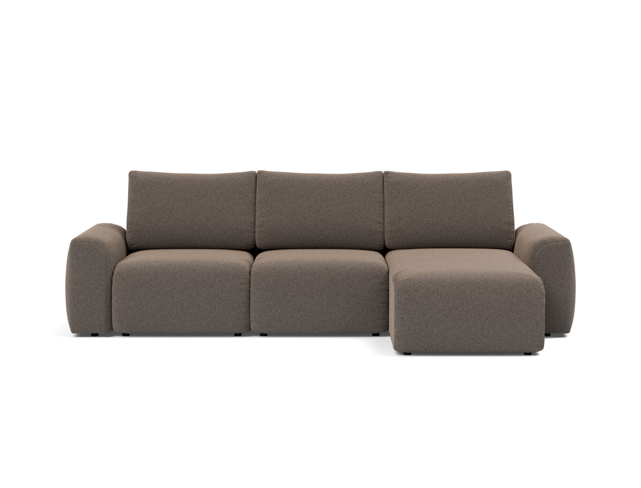 Schlafsofa Norum mit Chaiselongue und Chunky-Armlehnen Boucle Skandi 530-Taupe