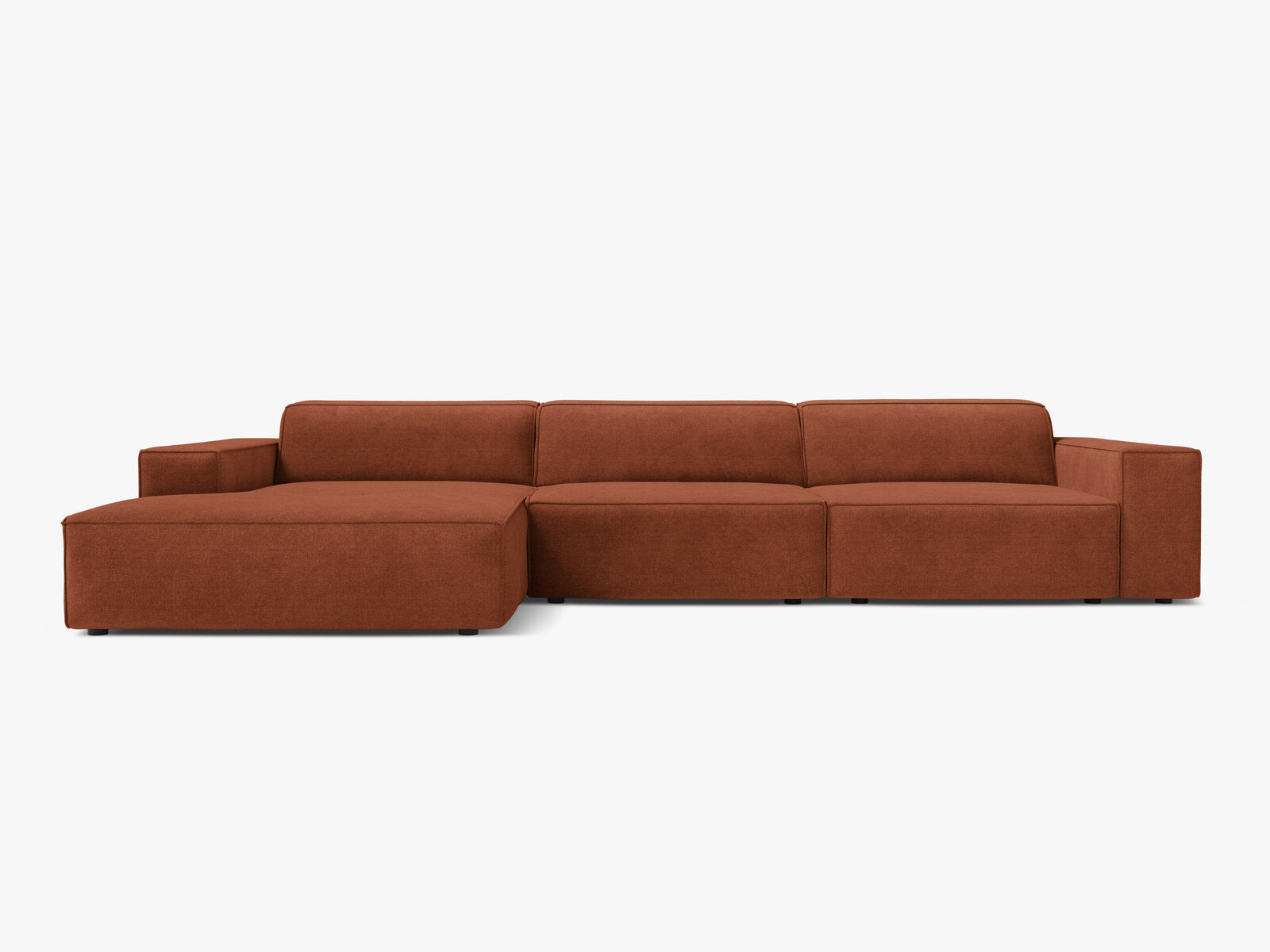 Micadoni Ecksofa Jodie 4-Sitzer Strukturierter Stoff Liberty Ziegel Links