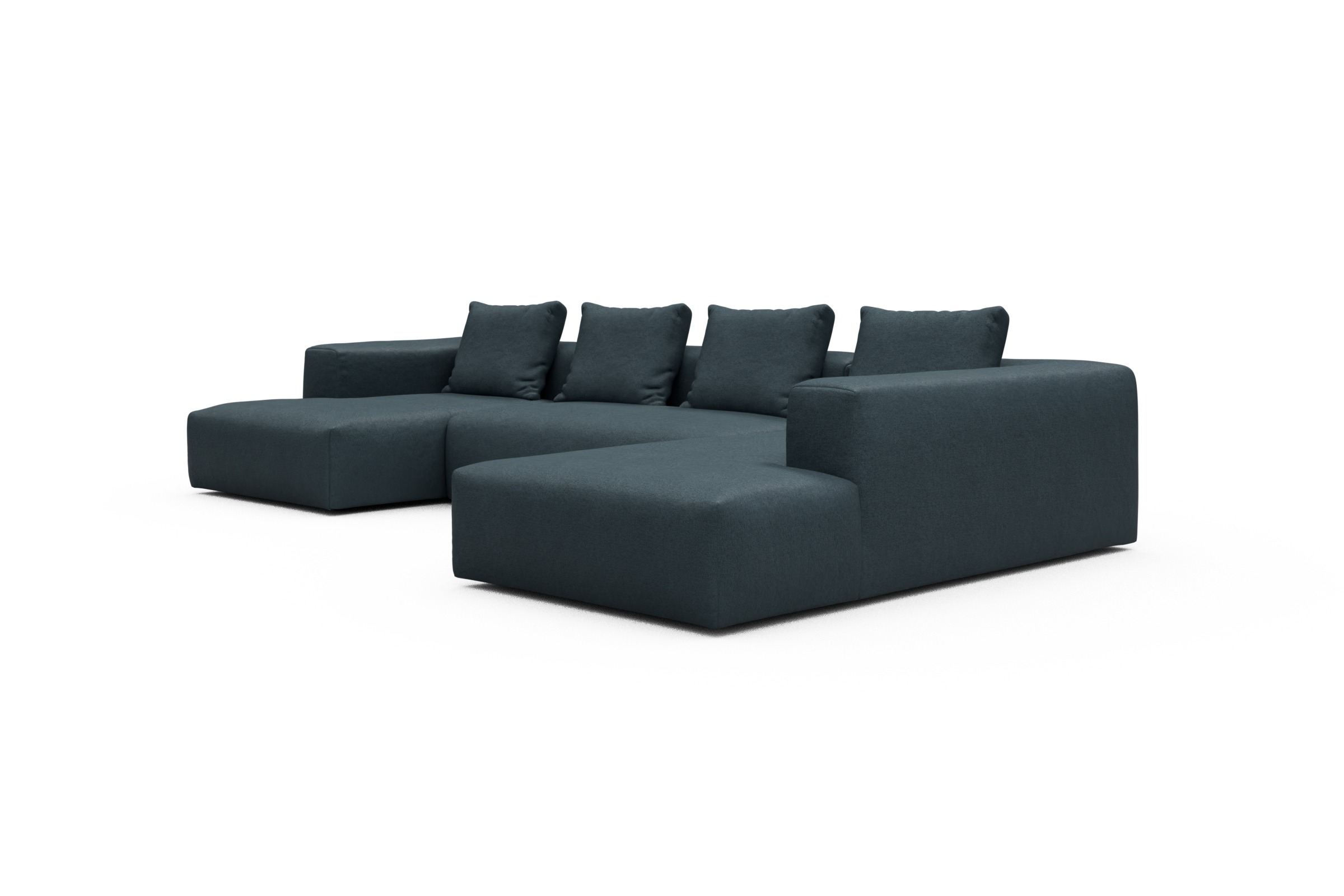 Wohnlandschaft Fred Relax-Ecke rechts mit 2-Sitzer und Chaiselongue links Denari-Royal-Blue