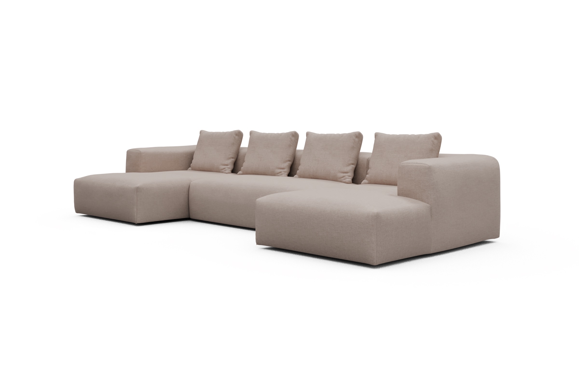 Wohnlandschaft Fred mit 2-Sitzer und Chaiselongue beidseitig Weda-Sand