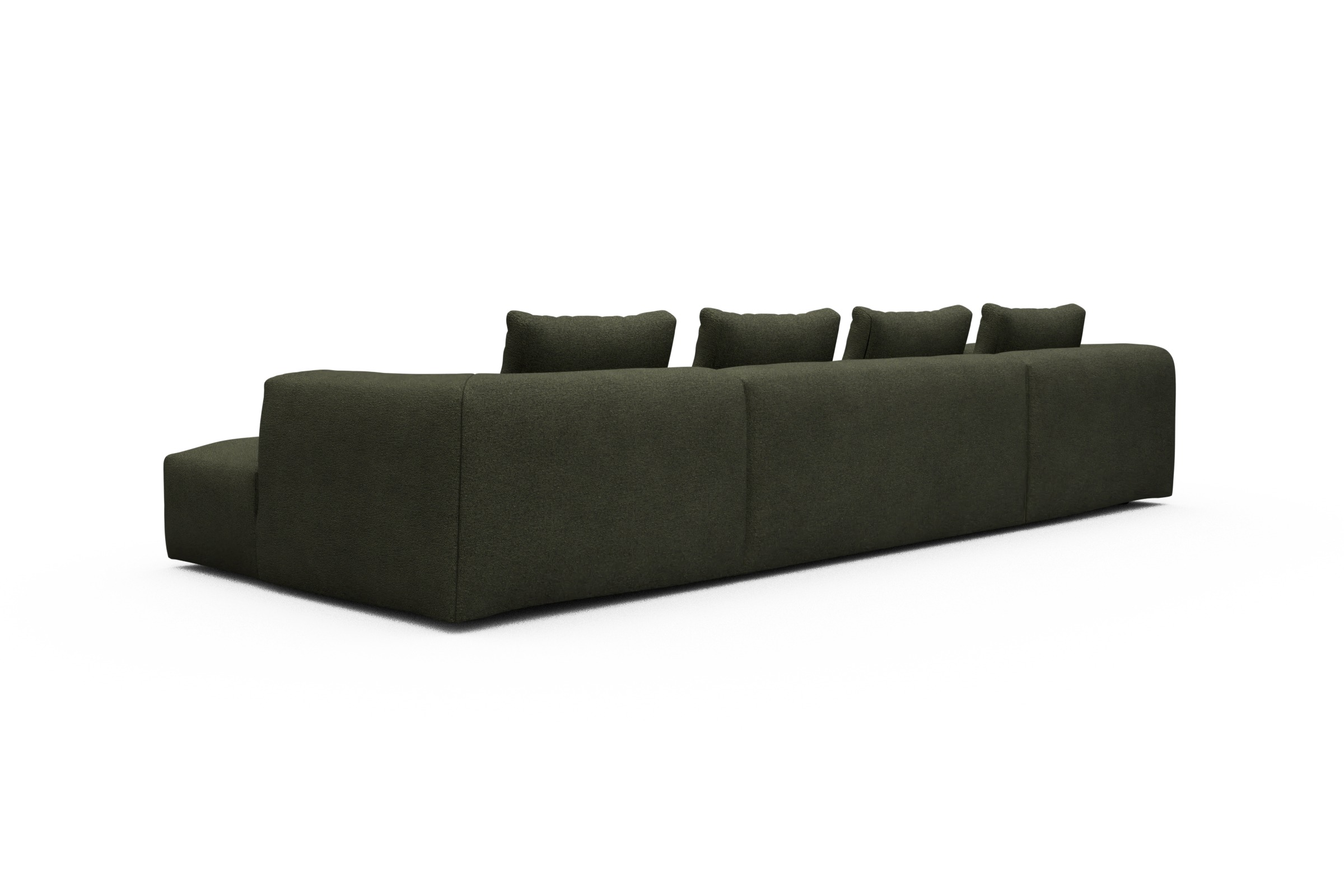 Wohnlandschaft Fred mit 2-Sitzer und Chaiselongue beidseitig Boucle-Forest-Green
