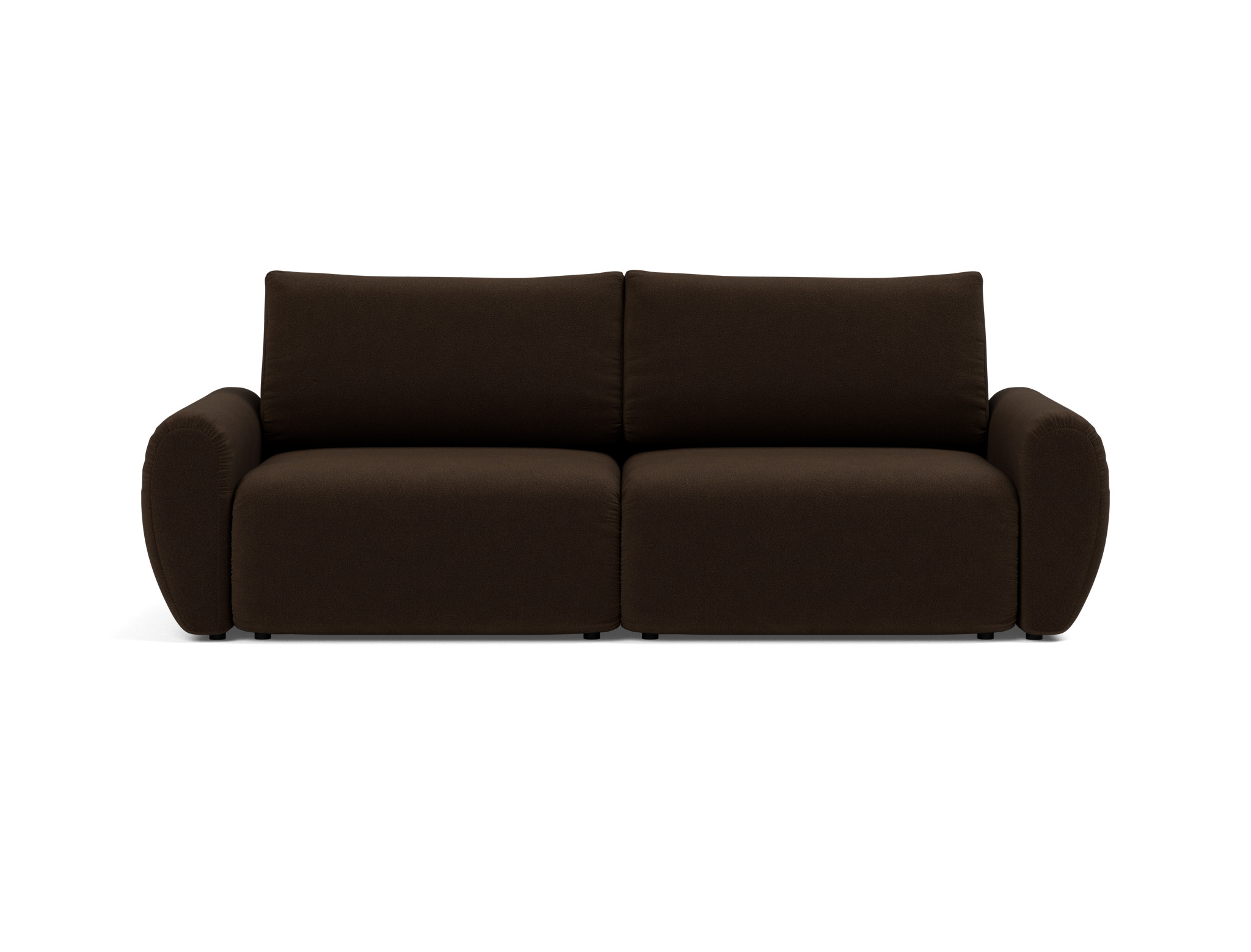 Schlafsofa Norum mit Curve-Armlehnen Strukturierter Stoff Taura 358-Chocco
