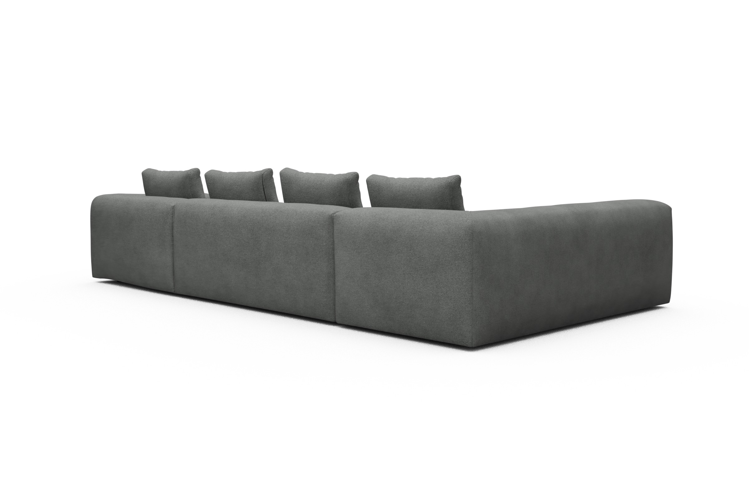 Wohnlandschaft Fred Chaiselongue rechts mit 2-Sitzer und lange Armlehne links Boucle-Ash-Grey