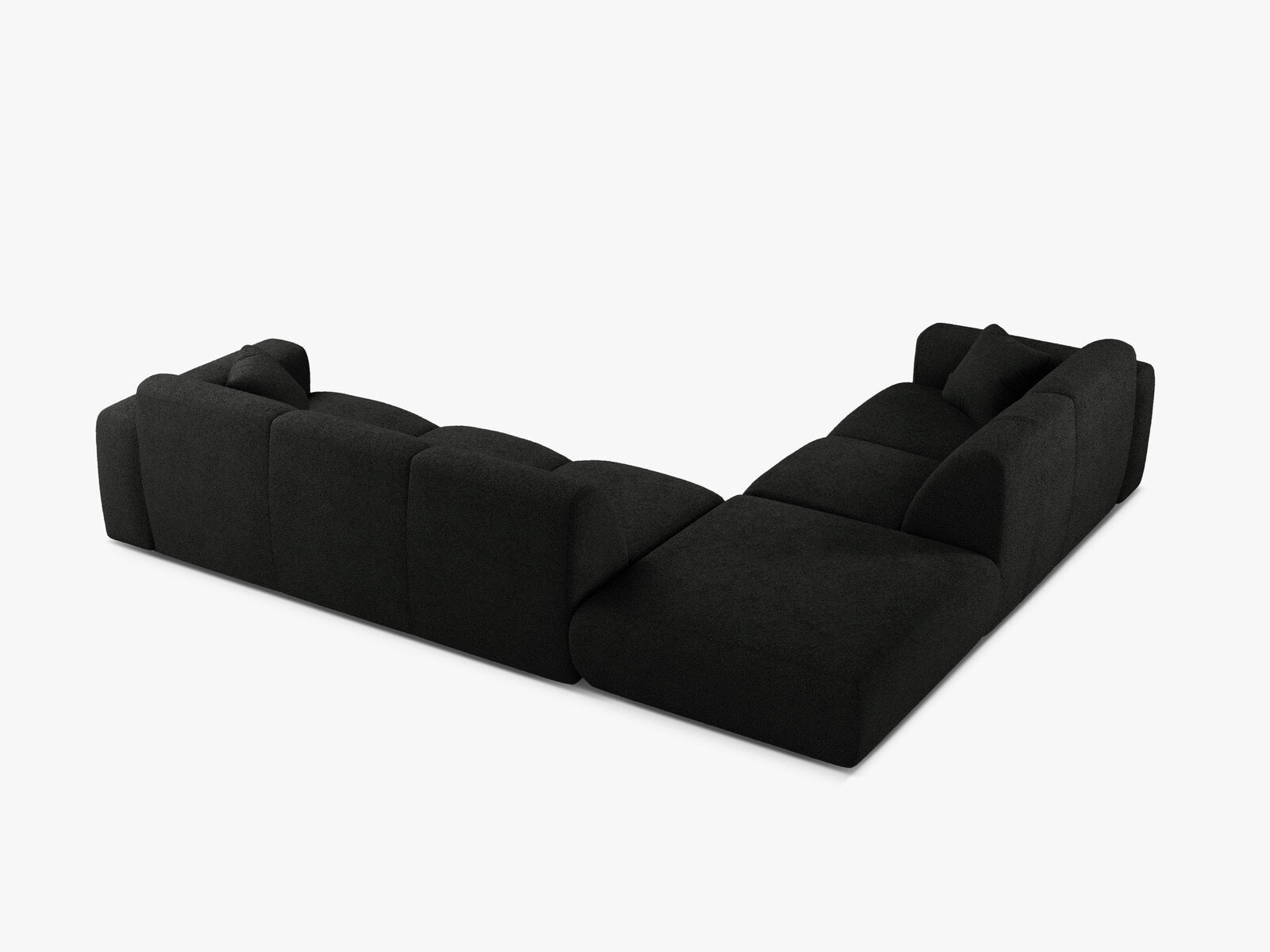 Micadoni Ecksofa Molino 6-Sitzer Links Boucle Baloo Schwarz