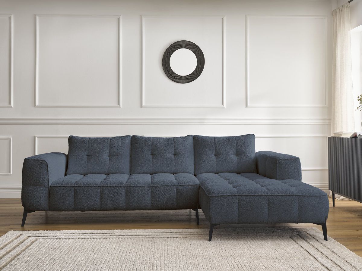 Bobochic Anis Ecksofa Bouclé-Stoff Dunkelblau Ecke rechts