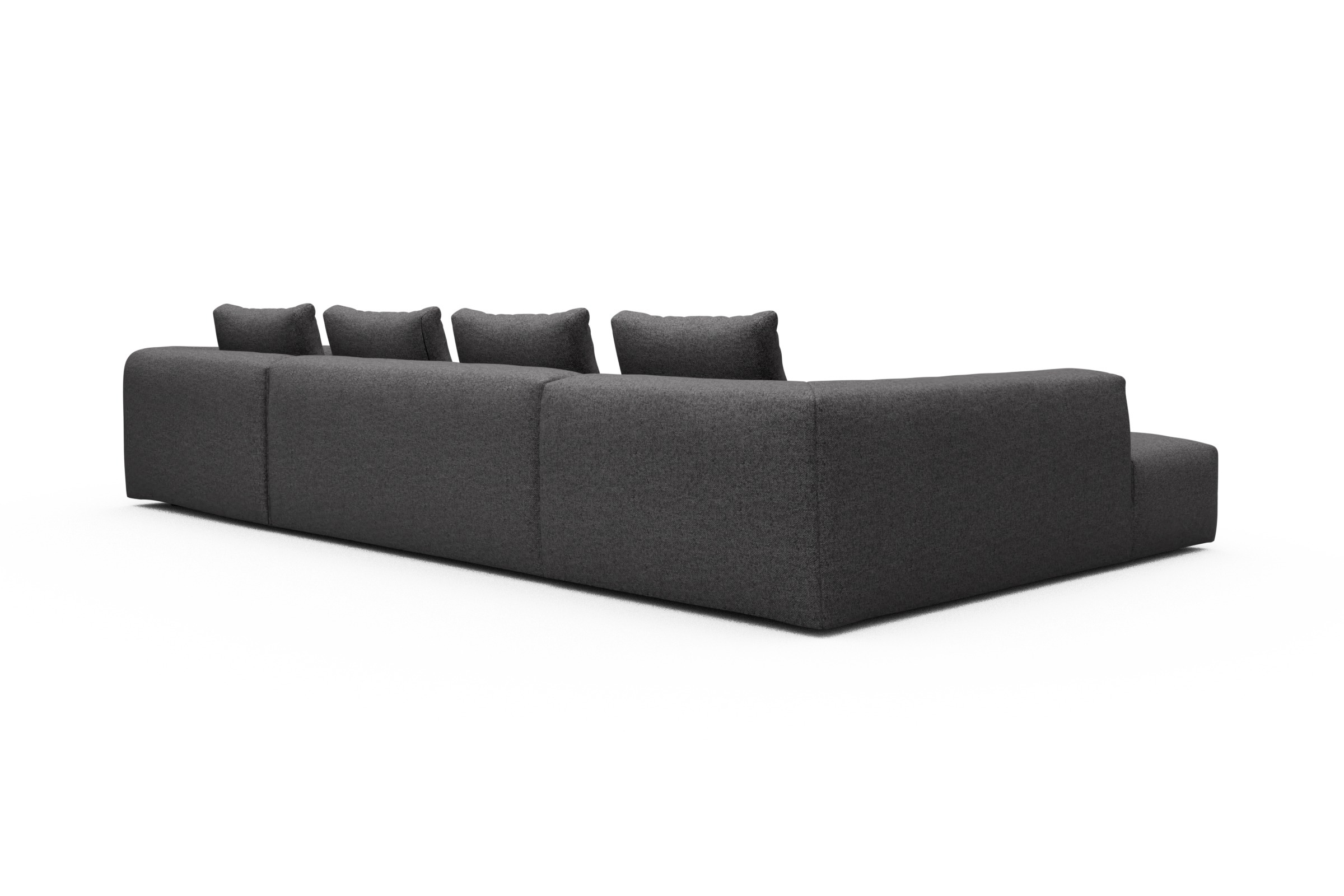 Wohnlandschaft Fred Relax-Ecke links mit 2-Sitzer und Chaiselongue rechts Strukturierter Stoff Sama 337-Anthracite