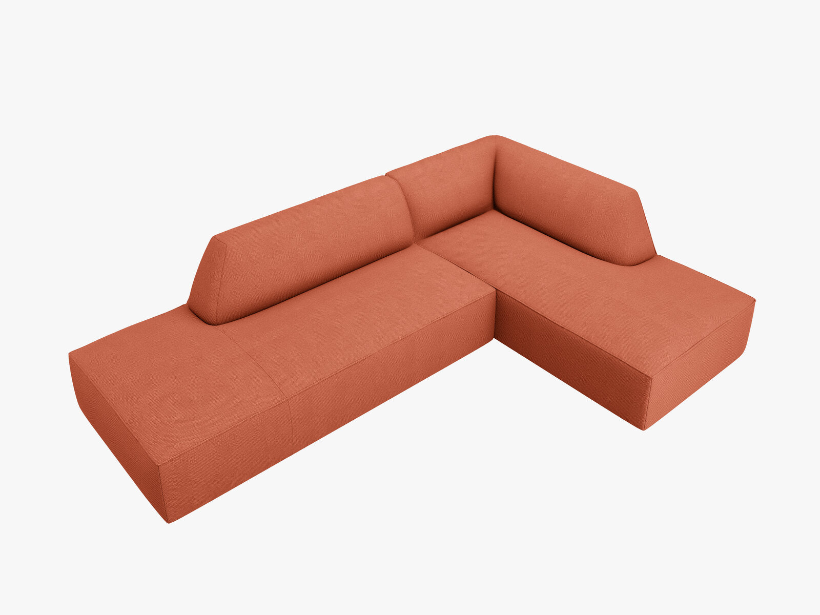 Micadoni Ecksofa Ruby 4-Sitzer Rechts Strukturierter Stoff Koralle