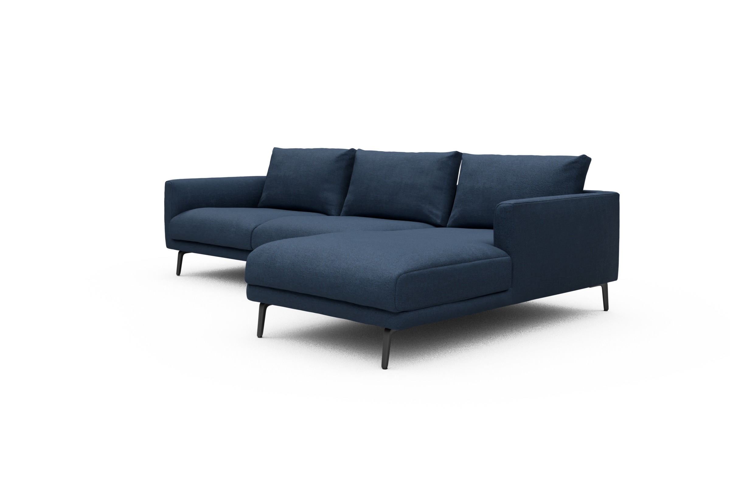 Ecksofa Karl Chaiselongue rechts mit 2,5-Sitzer Weda-Blue