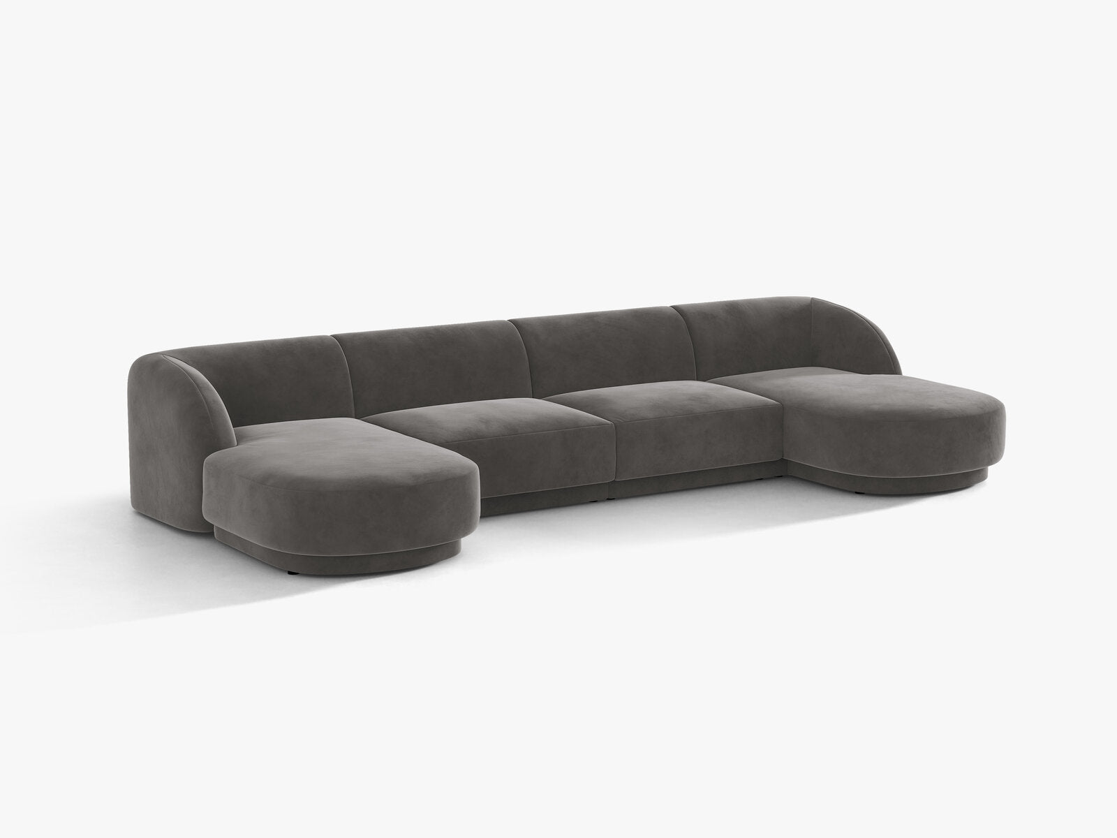 Micadoni Panorama-Sofa Miley 5-Sitzer Samt Venus Grau