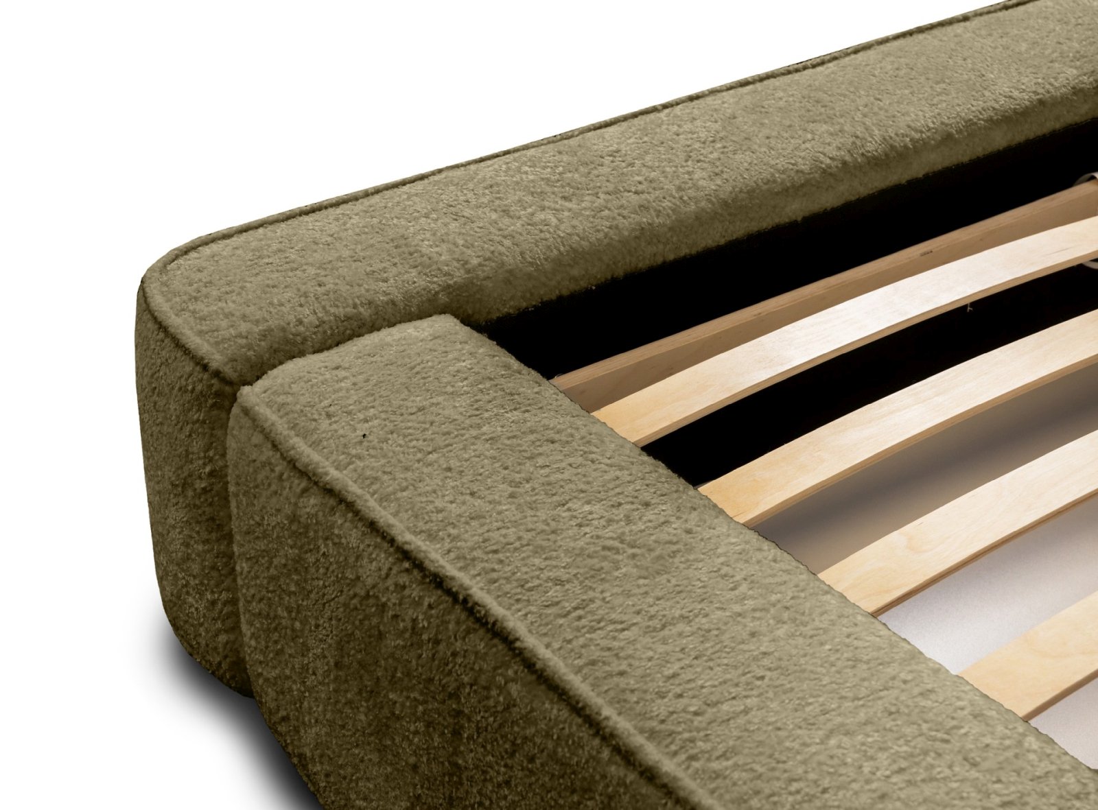 Polsterbett Delano Boucle 180x200 mit Metallrahmen Euphoria 11 Olive
