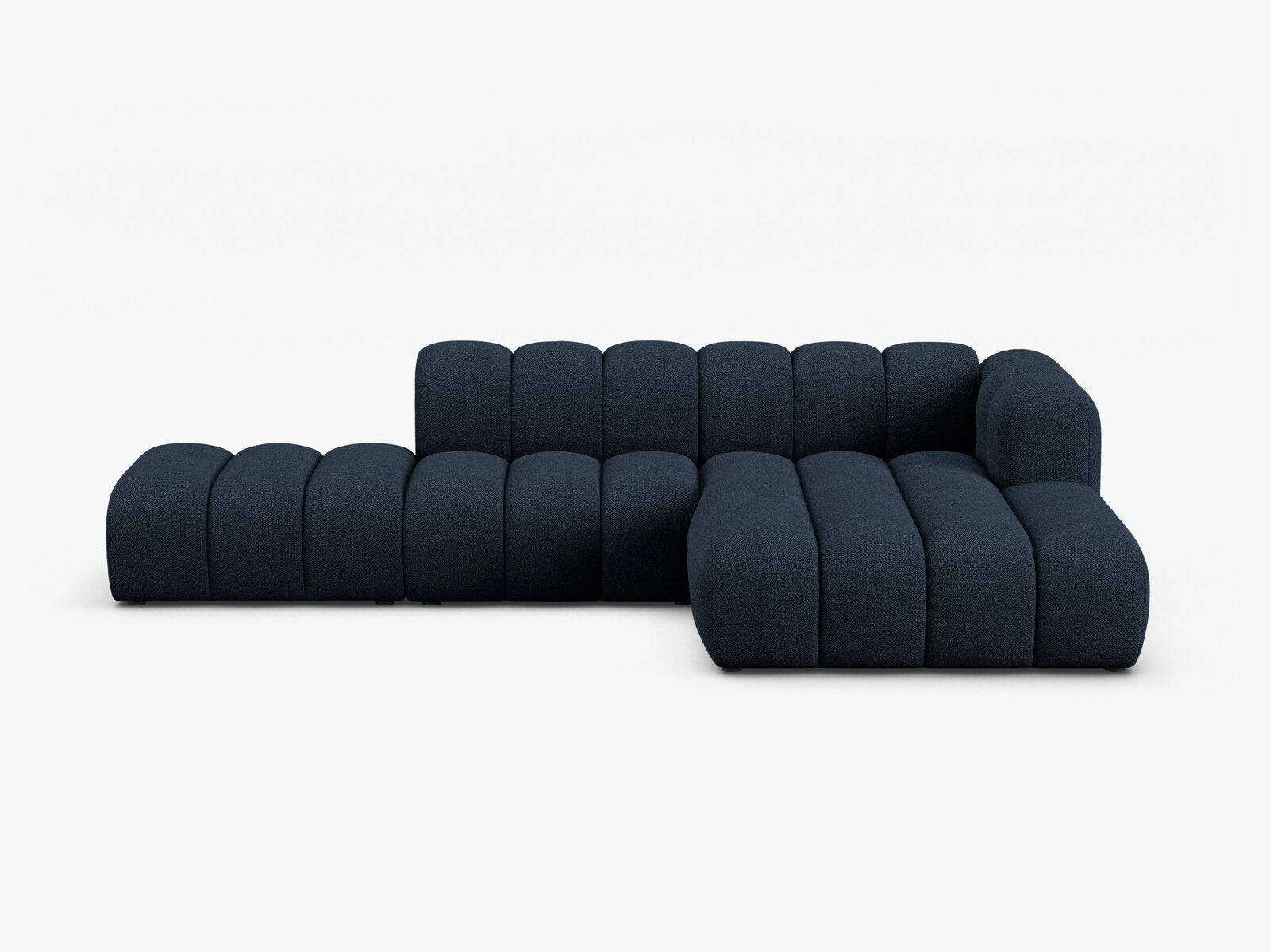 Micadoni Modulares Ecksofa offen Lupine 5-Sitzer Rechts Boucle Baloo Dunkelblau
