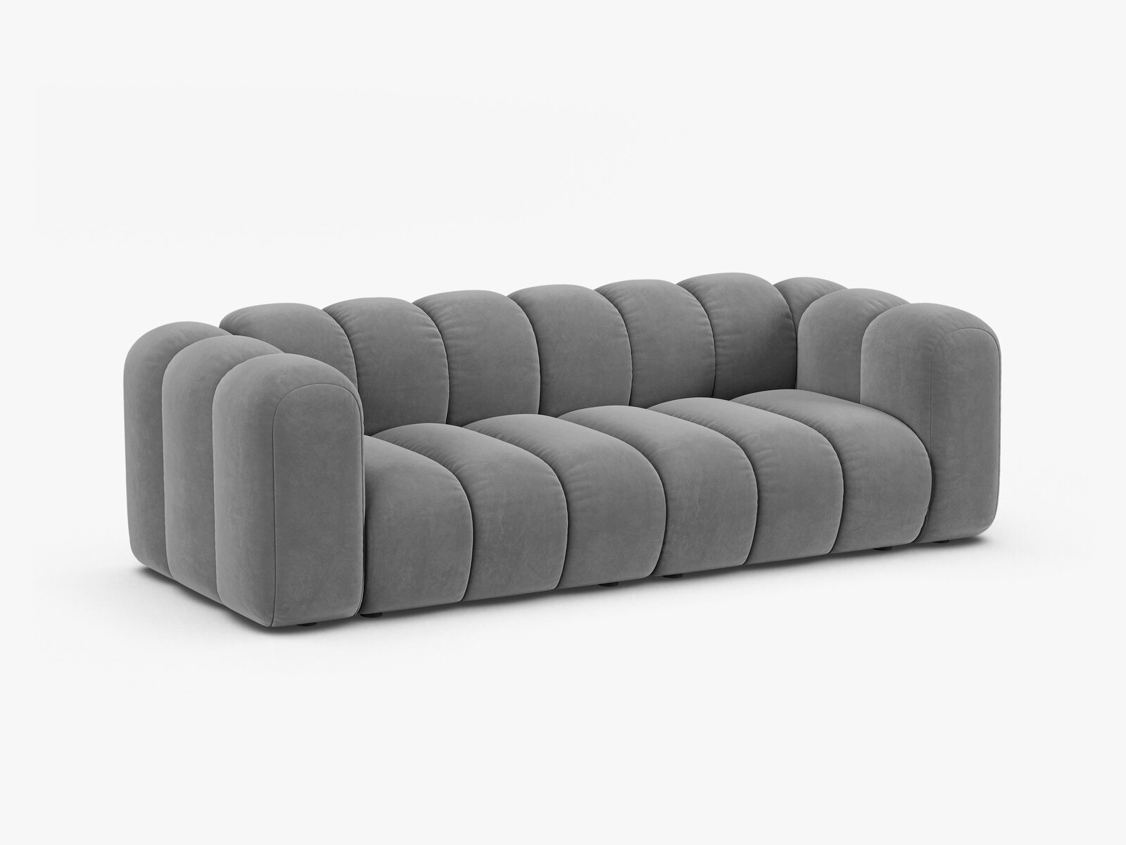 Micadoni Sofa Lupine 3-Sitzer Samt Venus Hellgrau